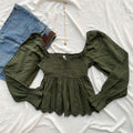 OLIVE GREEN FULL SLEEVED TOP (Two sizes available)