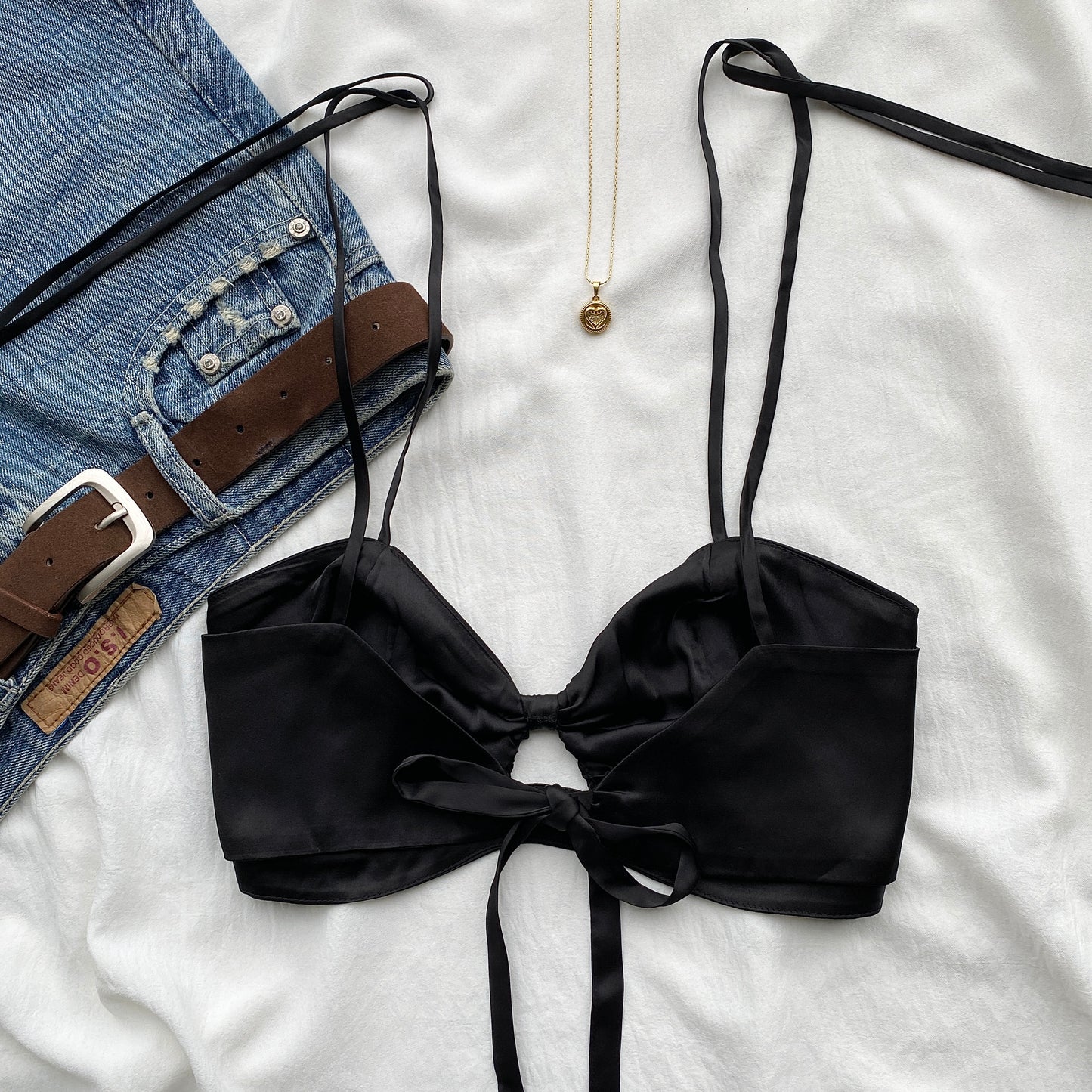 BLACK SATIN BRALETTE (Bust : 32-34)