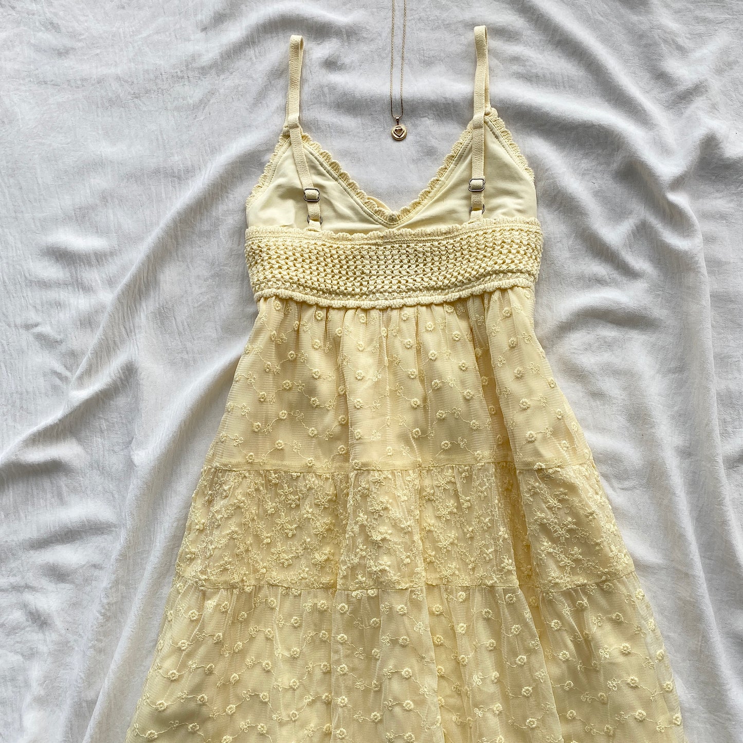 YELLOW CROCHET DRESS FROM HOLLISTER (Bust : 30-34, Upper Waist : 24-28)