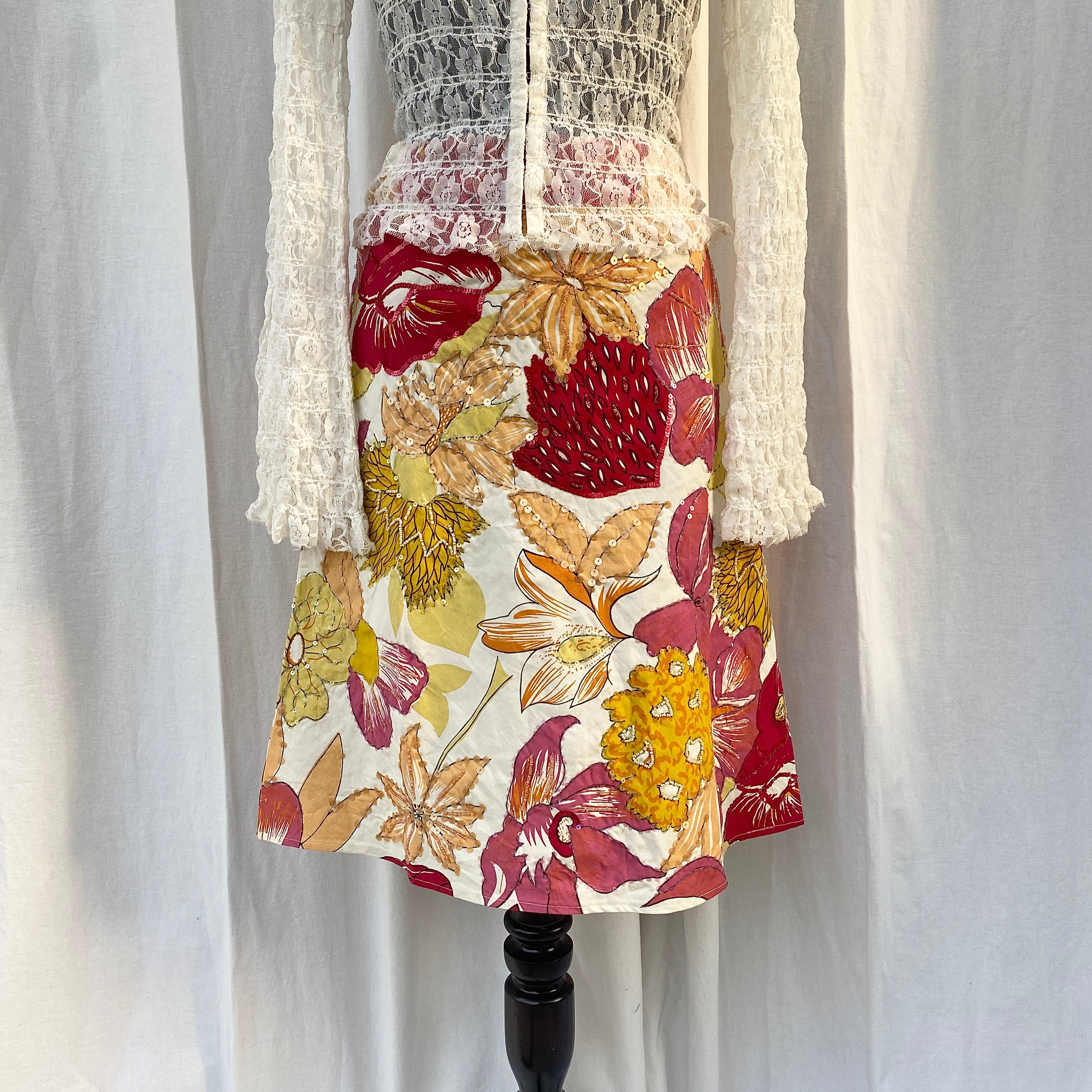 FLORAL EMBELLISHED SKIRT FROM ZARA (Multiple sizes available)