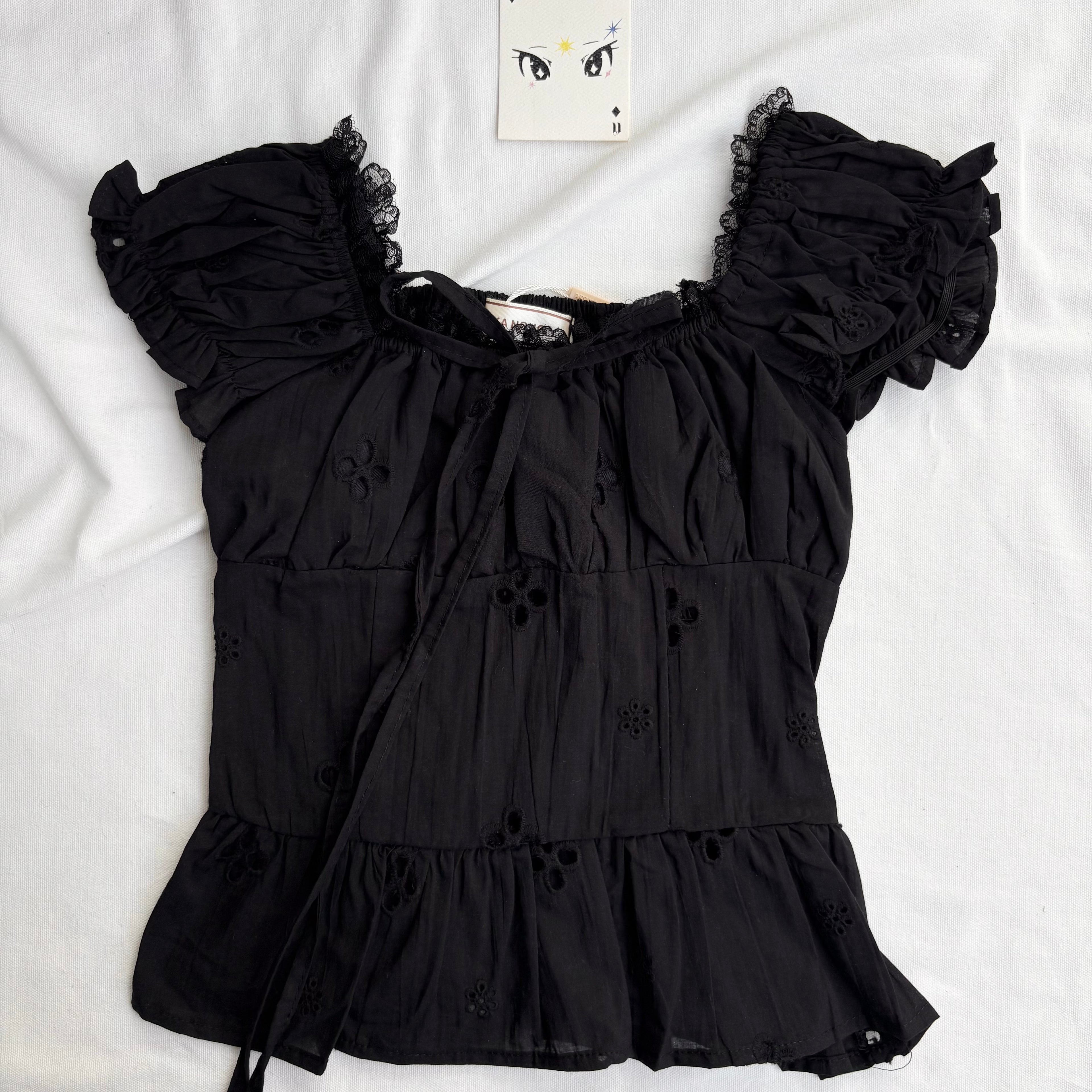 BLACK EYELET TOP (Bust : 28-34, Upper Waist : 23-28)