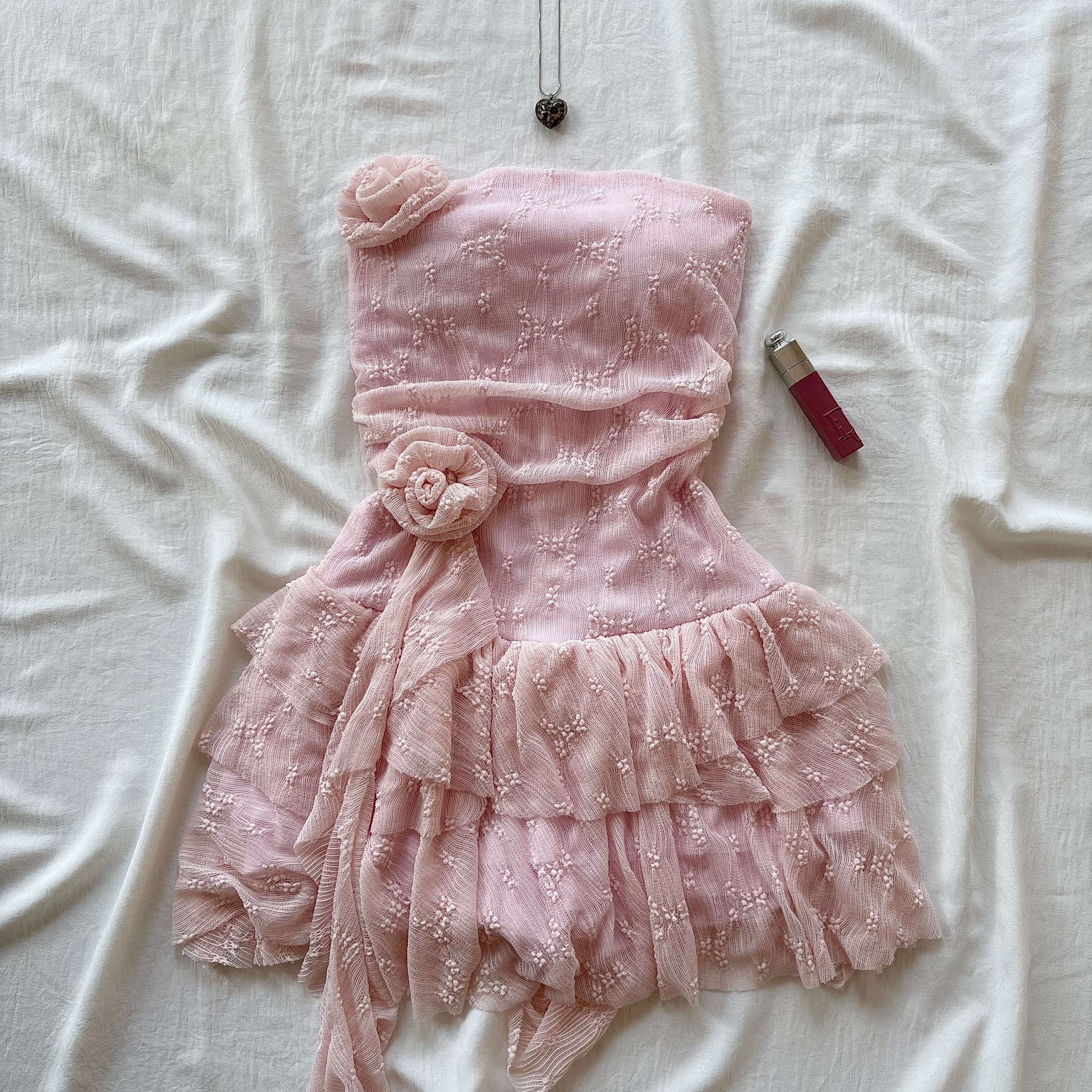 ROSE DRESS IN PINK (Bust : 28-32, Upper Waist : 22-28)