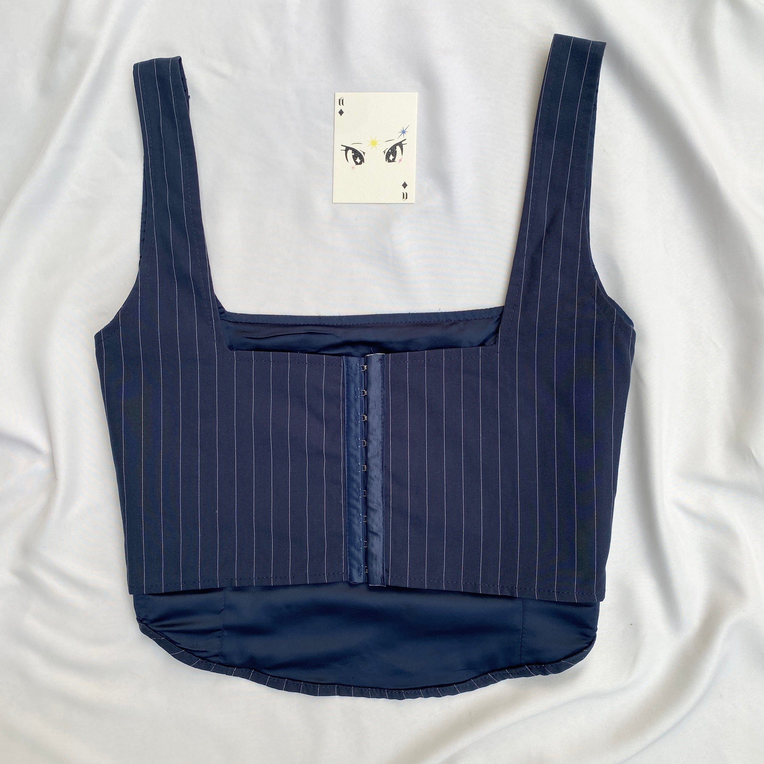 NAVY BLUE PINSTRIPE CORSET  (Bust : 34-36, Upper Waist : 30-32)