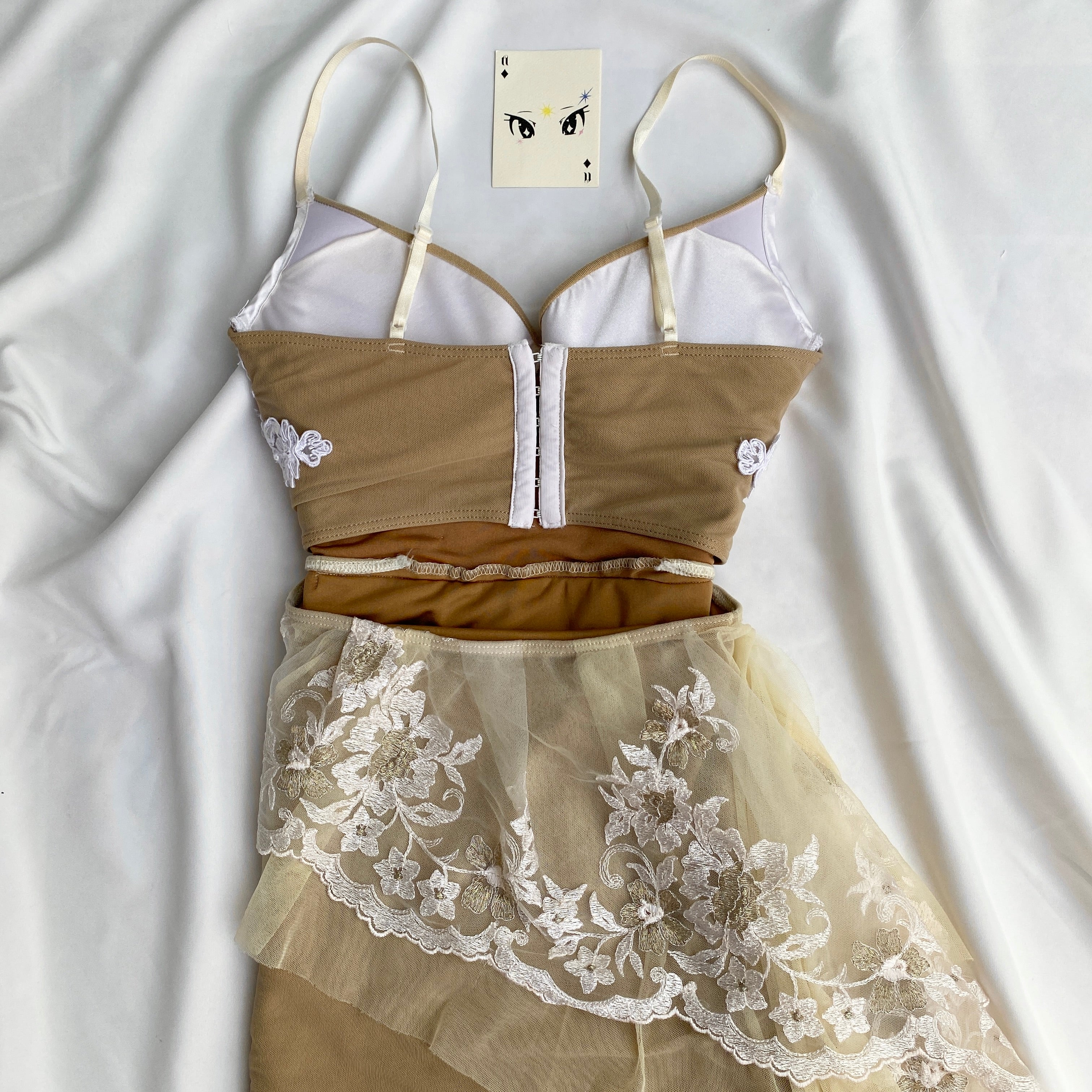 BEIGE EMBROIDERED DRESS (unique find) (Bust : 28-32, Upper Waist : 22-25)