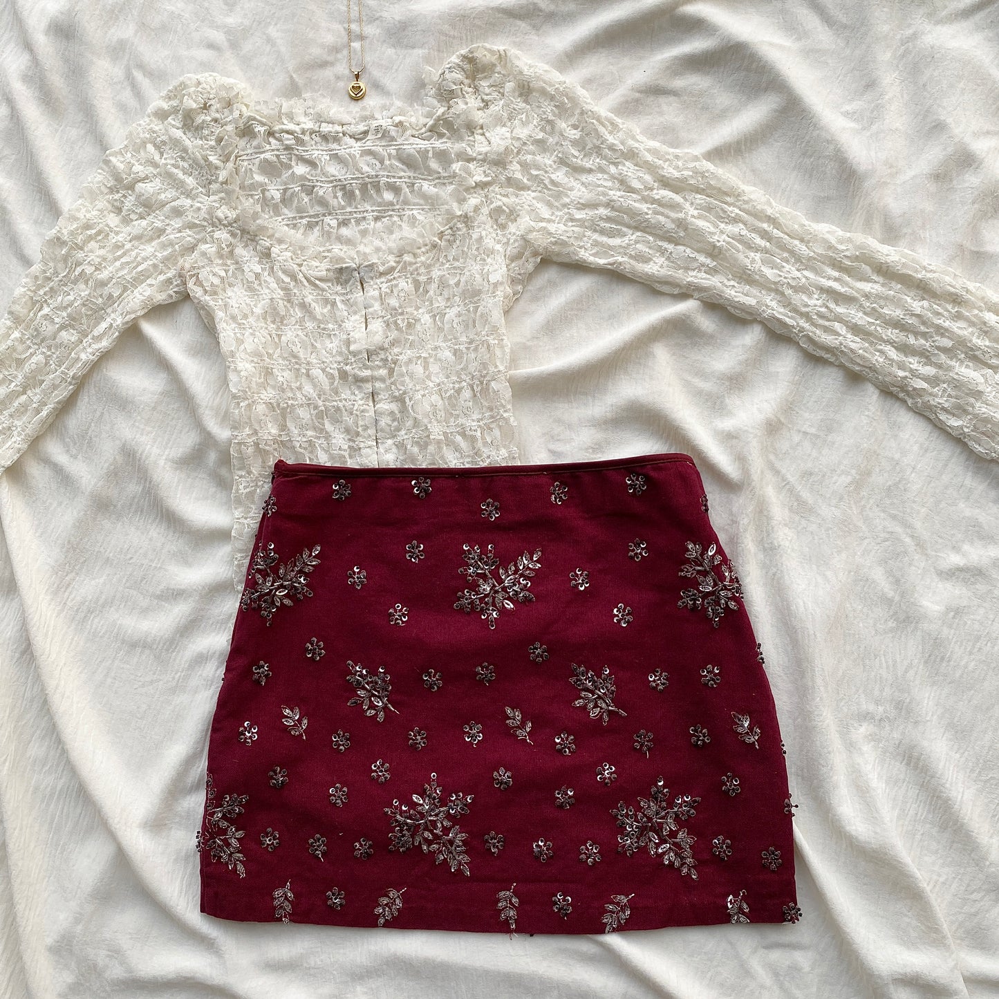 MAROON EMBELLISHED SKIRT (Multiple sizes available)