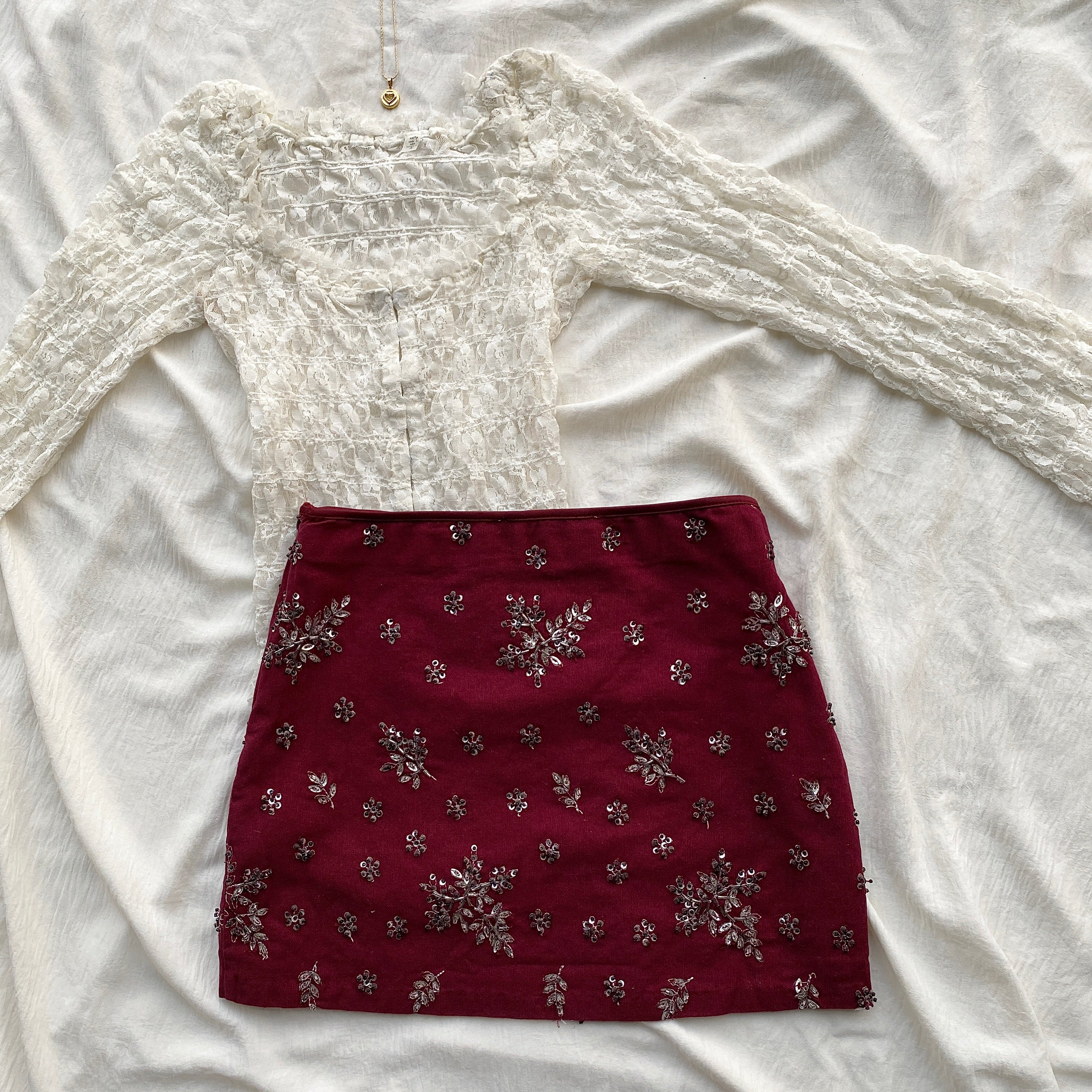 MAROON EMBELLISHED SKIRT (Multiple sizes available)