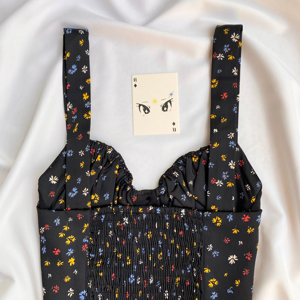 BLACK FLORAL CORSET (Bust : 28-32, Upper Waist : 24-28)