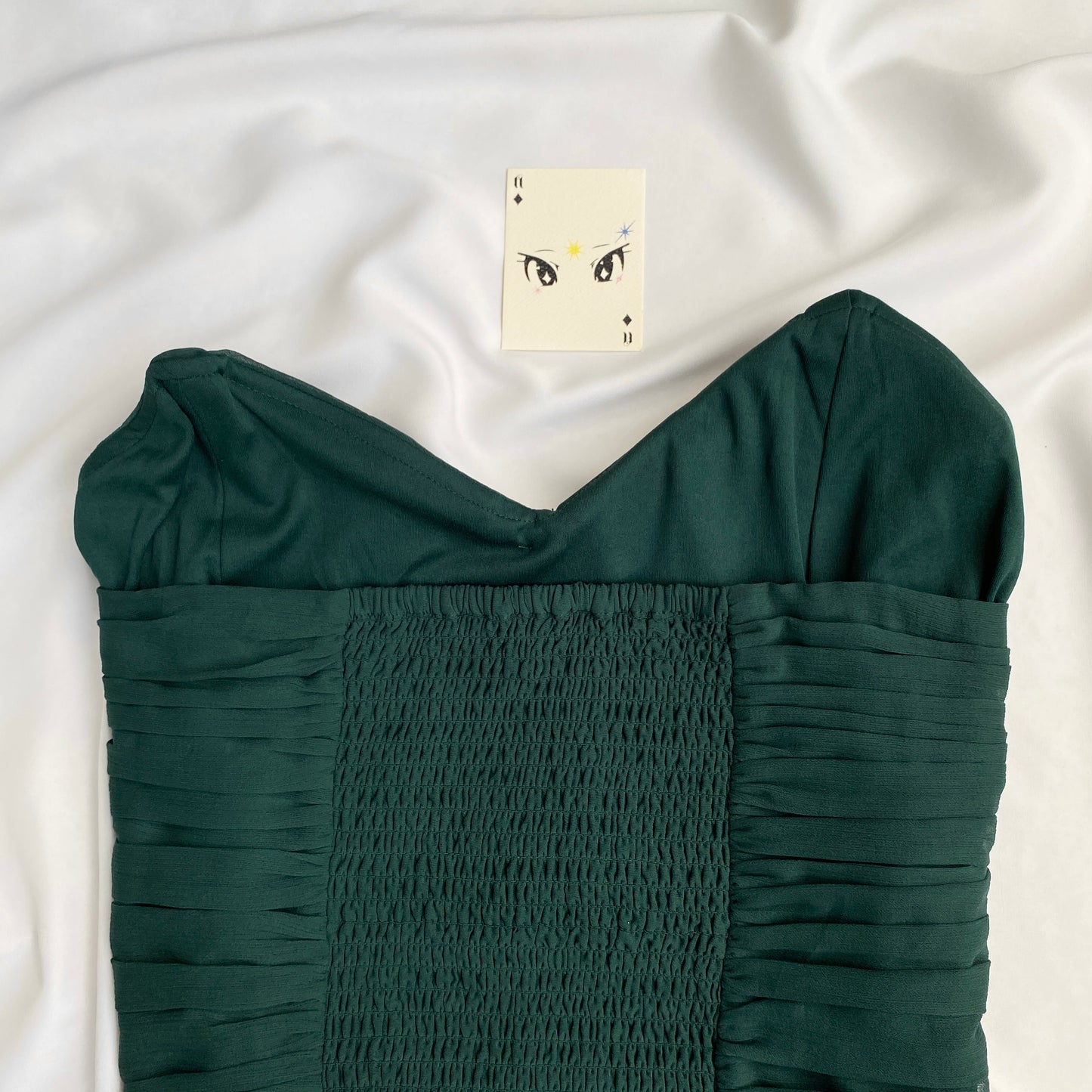 FOREST GREEN RUCHED CORSET (Bust : 40-44, Upper Waist : 36-42)