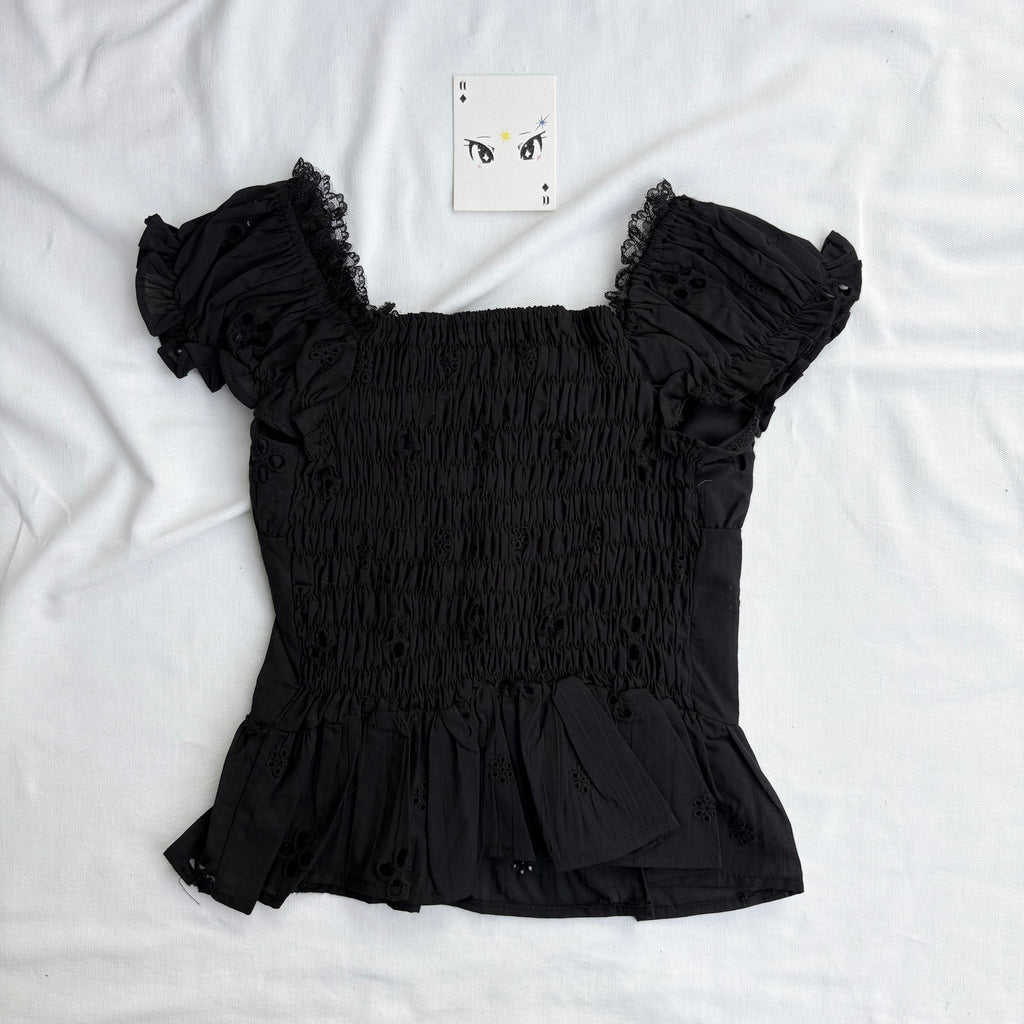 BLACK EYELET TOP (Bust : 28-34, Upper Waist : 23-28)