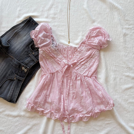 ODETTA TOP IN PINK (Bust : 30-34, Upper Waist : 24-28)