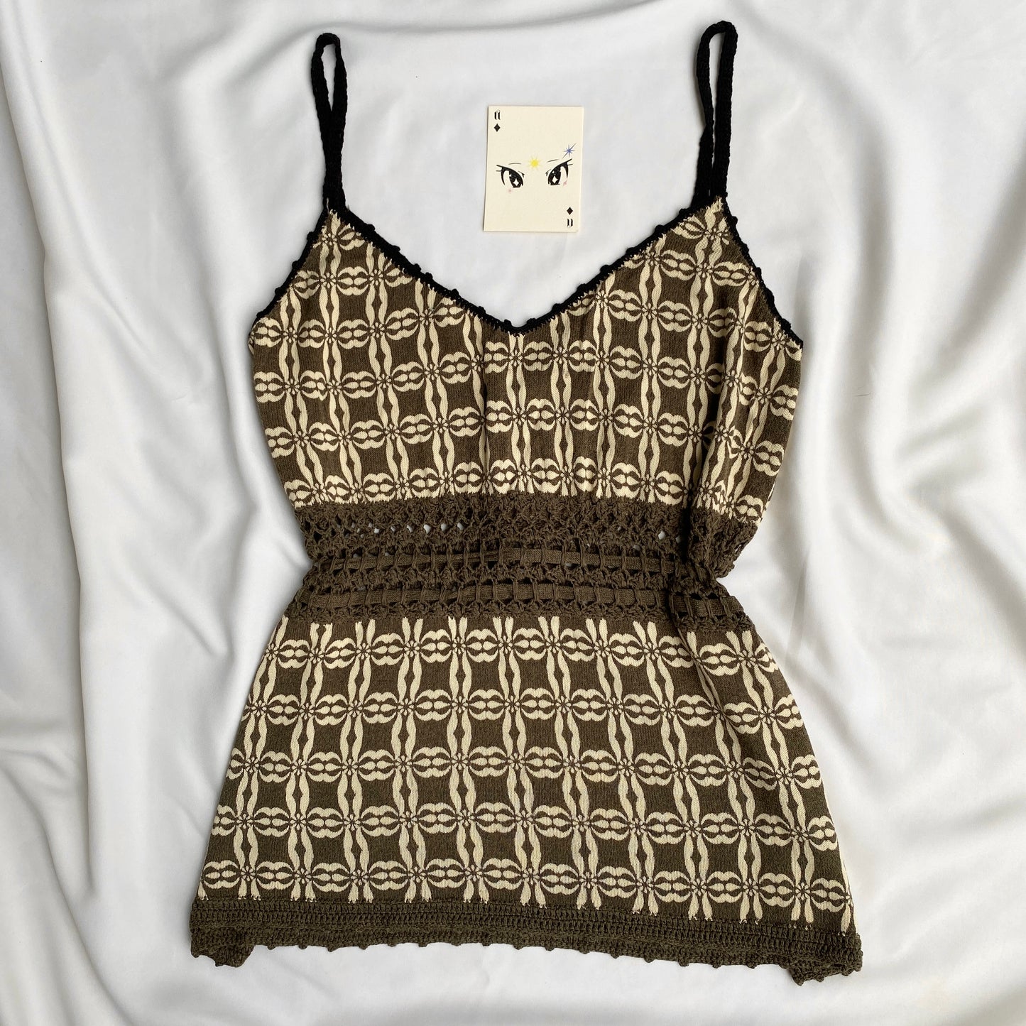 BROWN BABYDOLL TOP WITH CROCHET DETAIL (Bust : 34-36, Upper Waist : 26-34)