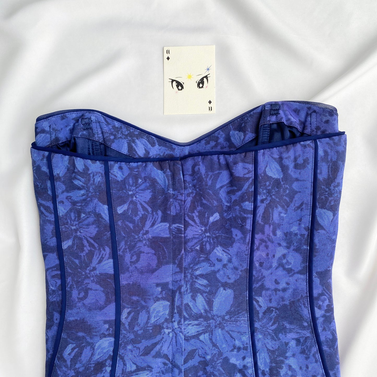 ROYAL BLUE FLORAL CORSET (Bust : 32-34, Upper Waist : 28-30)