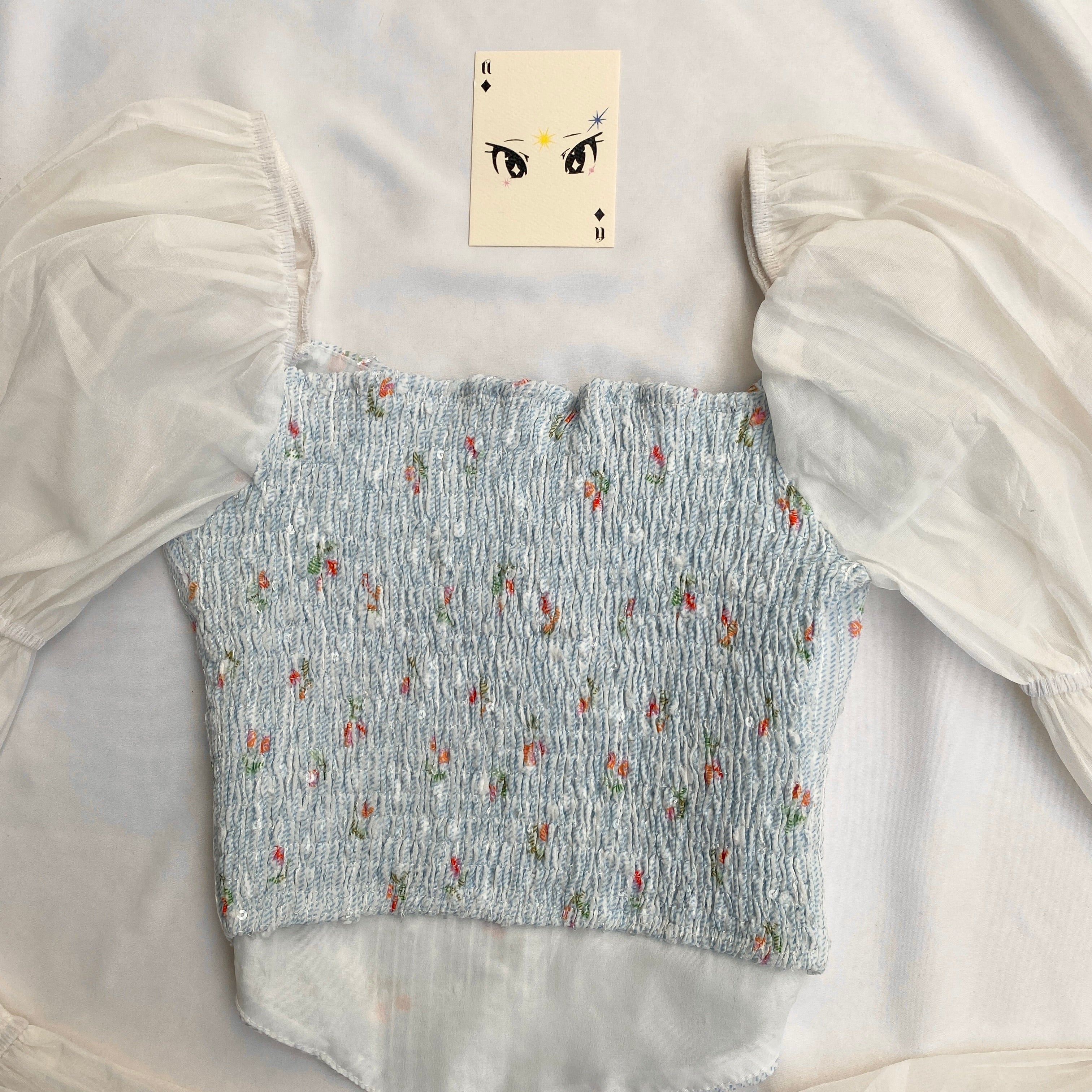 FLORAL BELL SLEEVED TOP (Bust : 28-32, Upper Waist : 24-28)