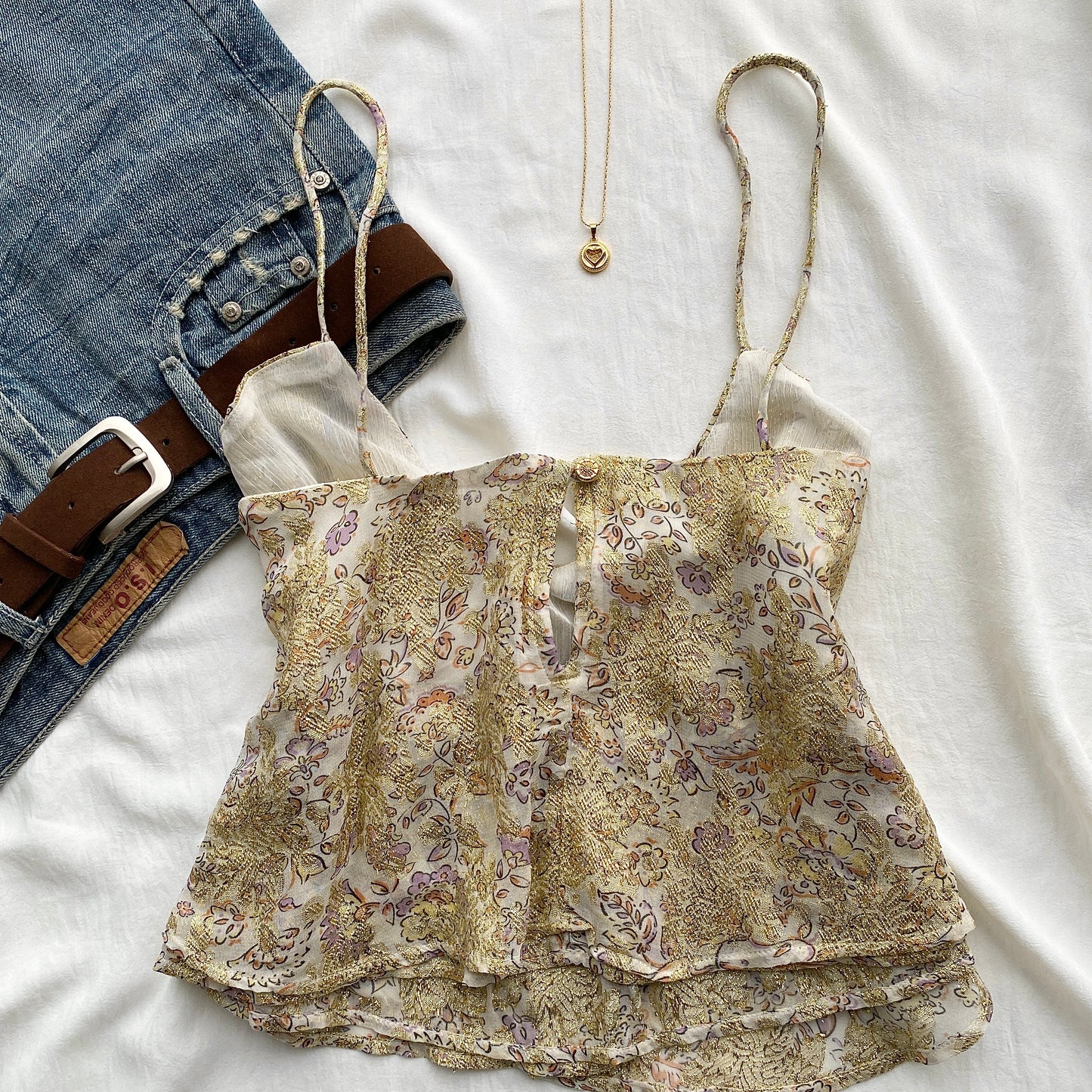 METALLIC THREAD TOP FROM ZARA (Bust : 32-34, Upper Waist : 26-32)