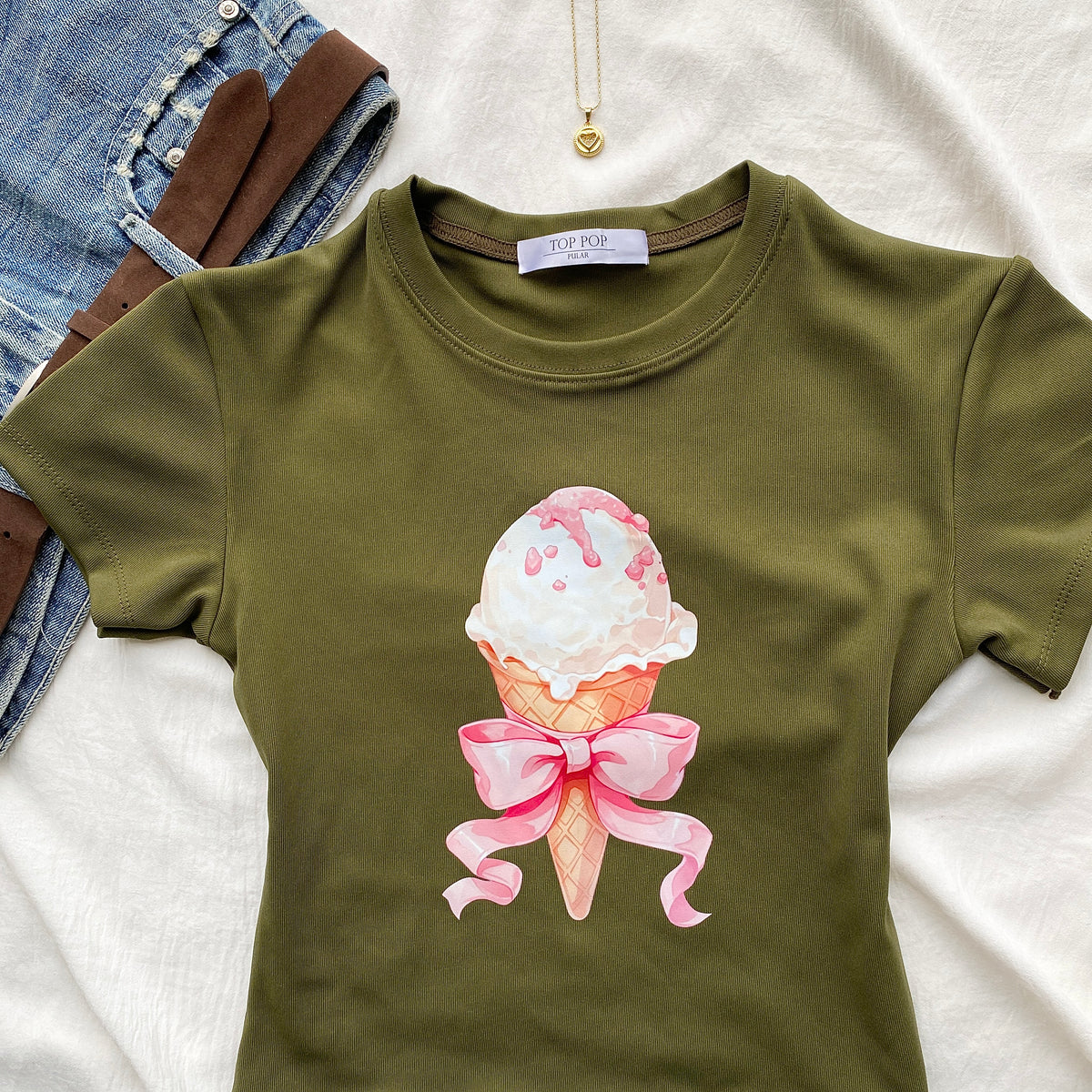 ICE CREAM BABY TEE (Bust : 30-34, Upper Waist : 24-28)
