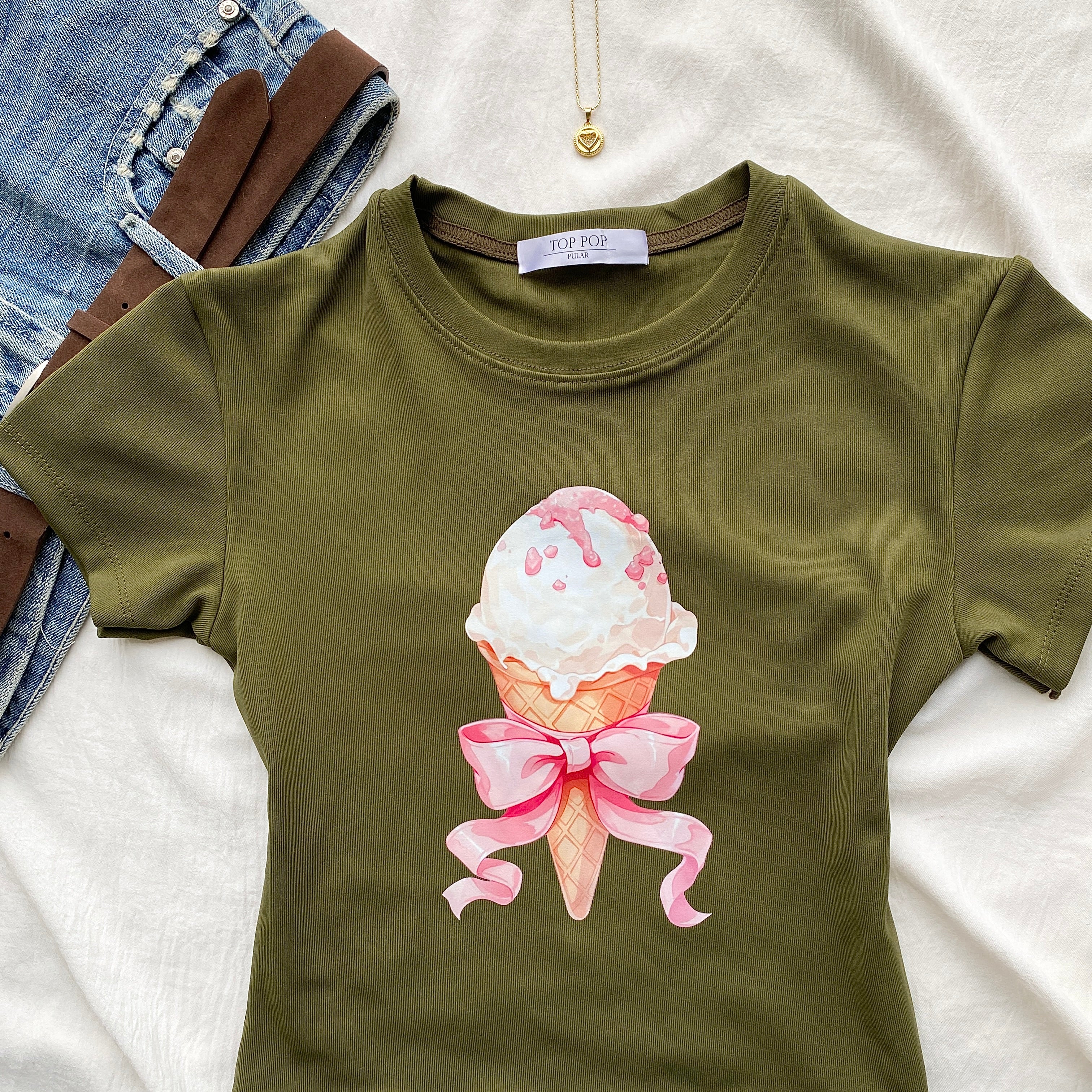 ICE CREAM BABY TEE (Bust : 30-34, Upper Waist : 24-28)