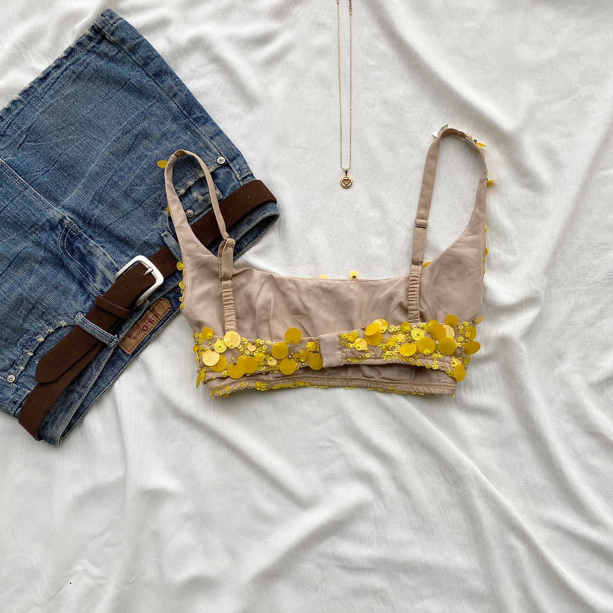 YELLOW SEQUINNED BRALETTE (Bust : 32-34)