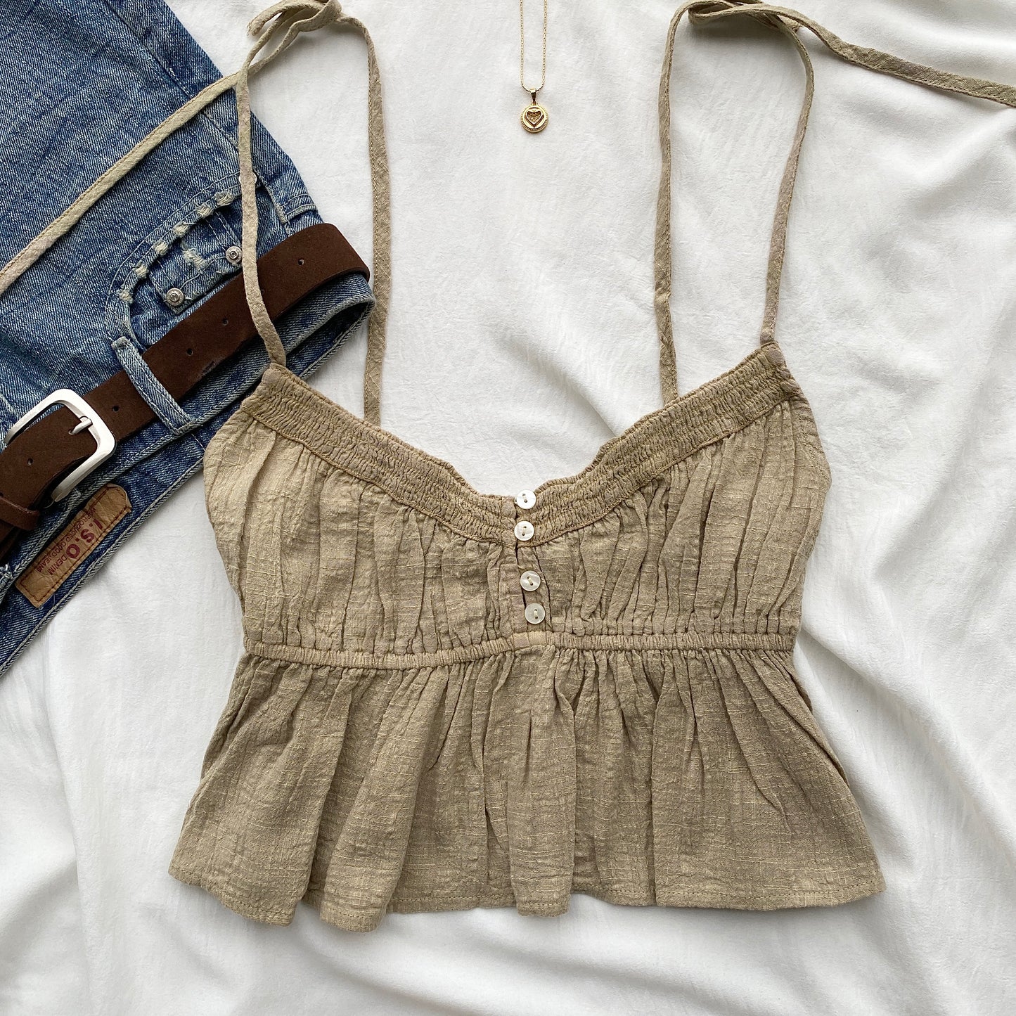 GREEN TIE UP TOP (Bust : 30-34, Upper Waist : 24-28)
