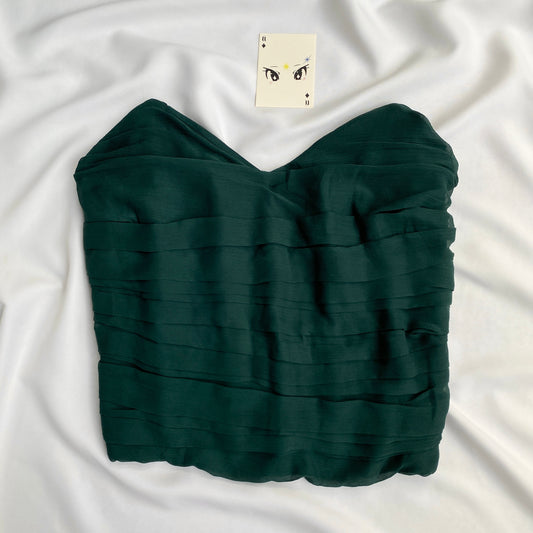 FOREST GREEN RUCHED CORSET (Bust : 40-44, Upper Waist : 36-42)