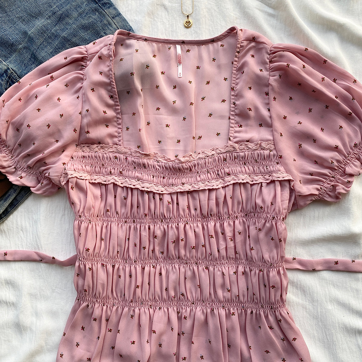PINK RUCHED TOP FROM FREE PEOPLE (Bust : 34-36, Upper Waist : 28-34)