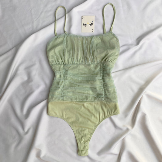GREEN RUCHED FAIRY BODYSUIT  (Bust : 34-36, Upper Waist : 29-34)