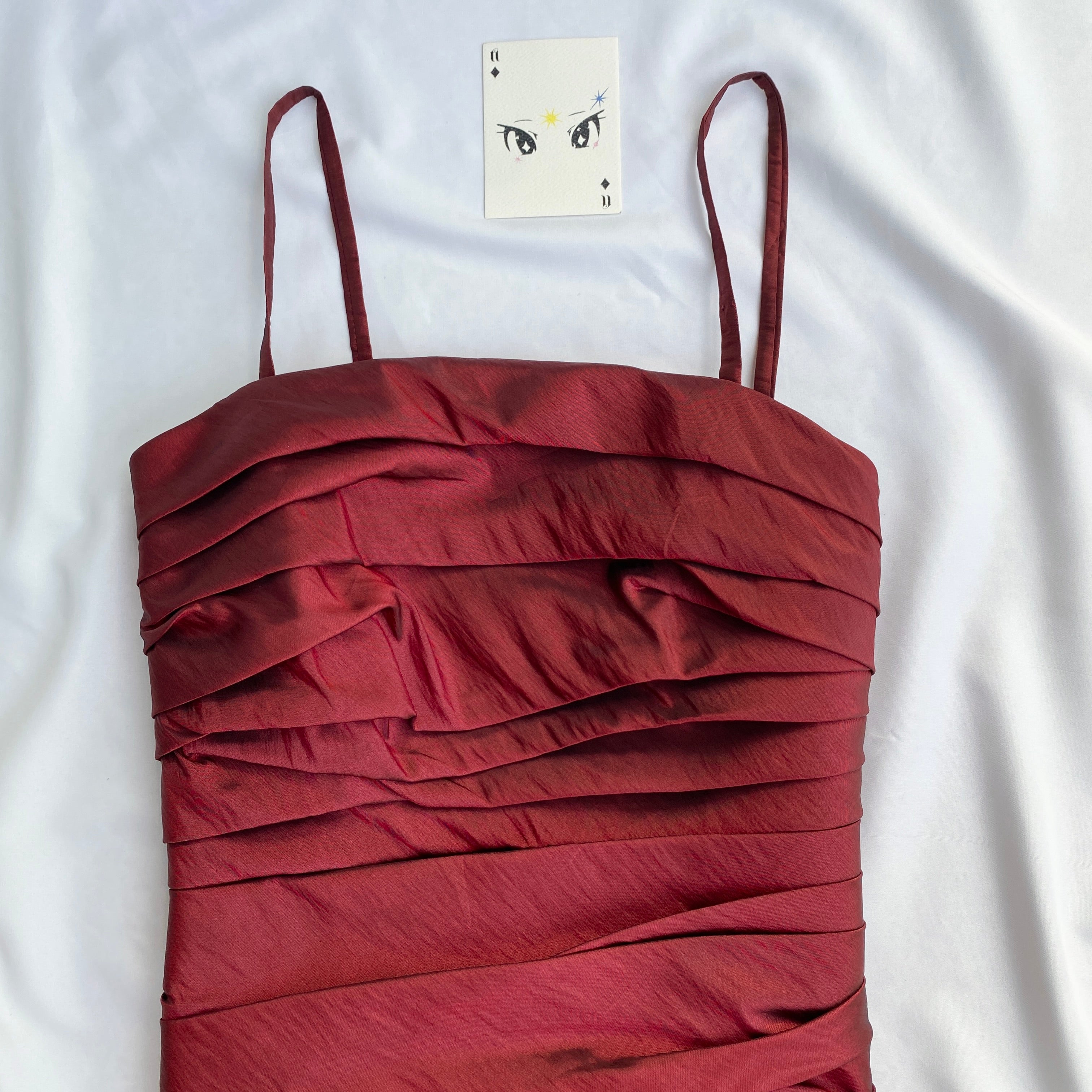 RED RUCHED CORSET (Bust : 32-34, Upper Waist : 28-30)