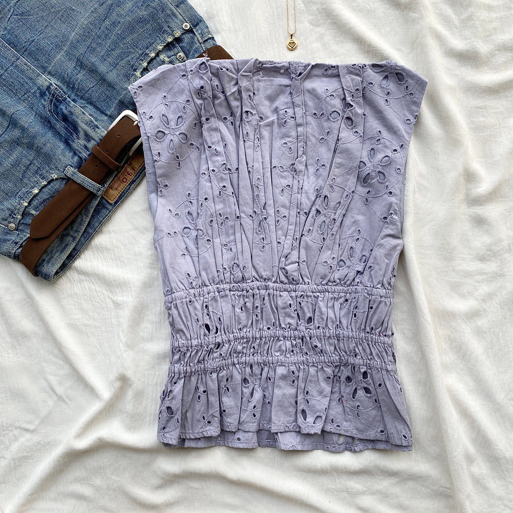 LILAC EYELET TOP FROM FREE PEOPLE (Bust : 30-32, Upper Waist : 24-28)