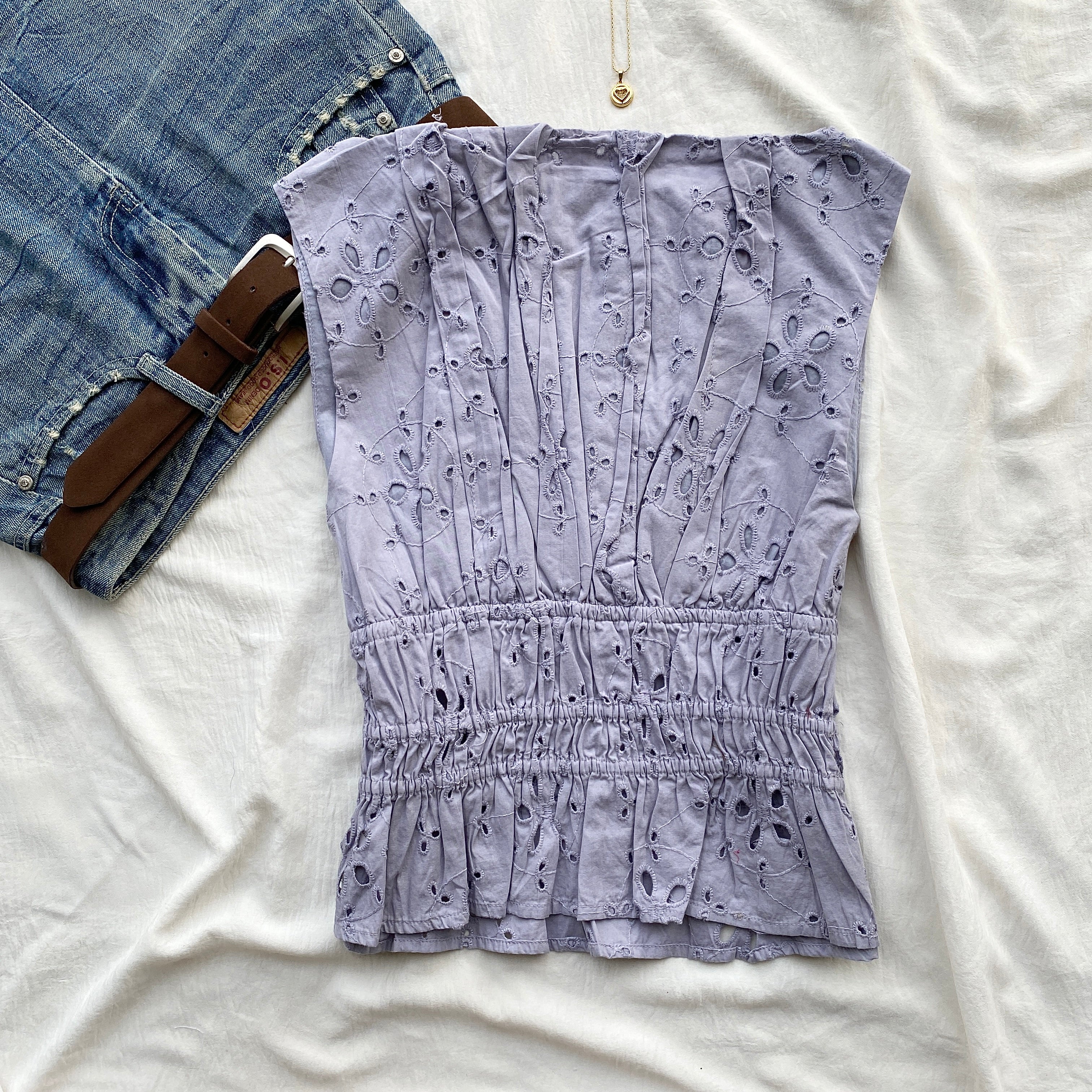 LILAC EYELET TOP FROM FREE PEOPLE (Bust : 30-32, Upper Waist : 24-28)