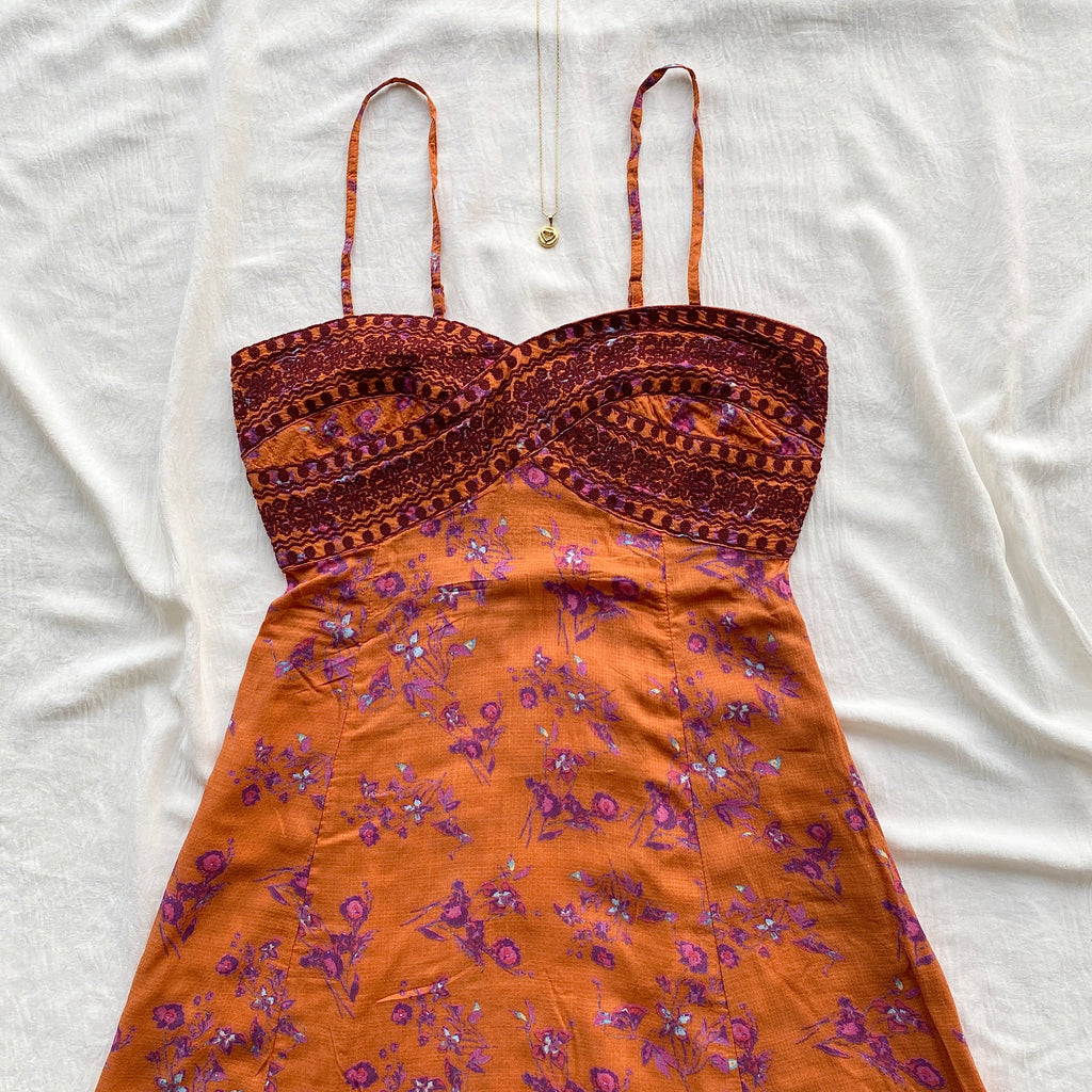 FLORAL DRESS IN RUST ORANGE FROM FREE PEOPLE (Sizes available)