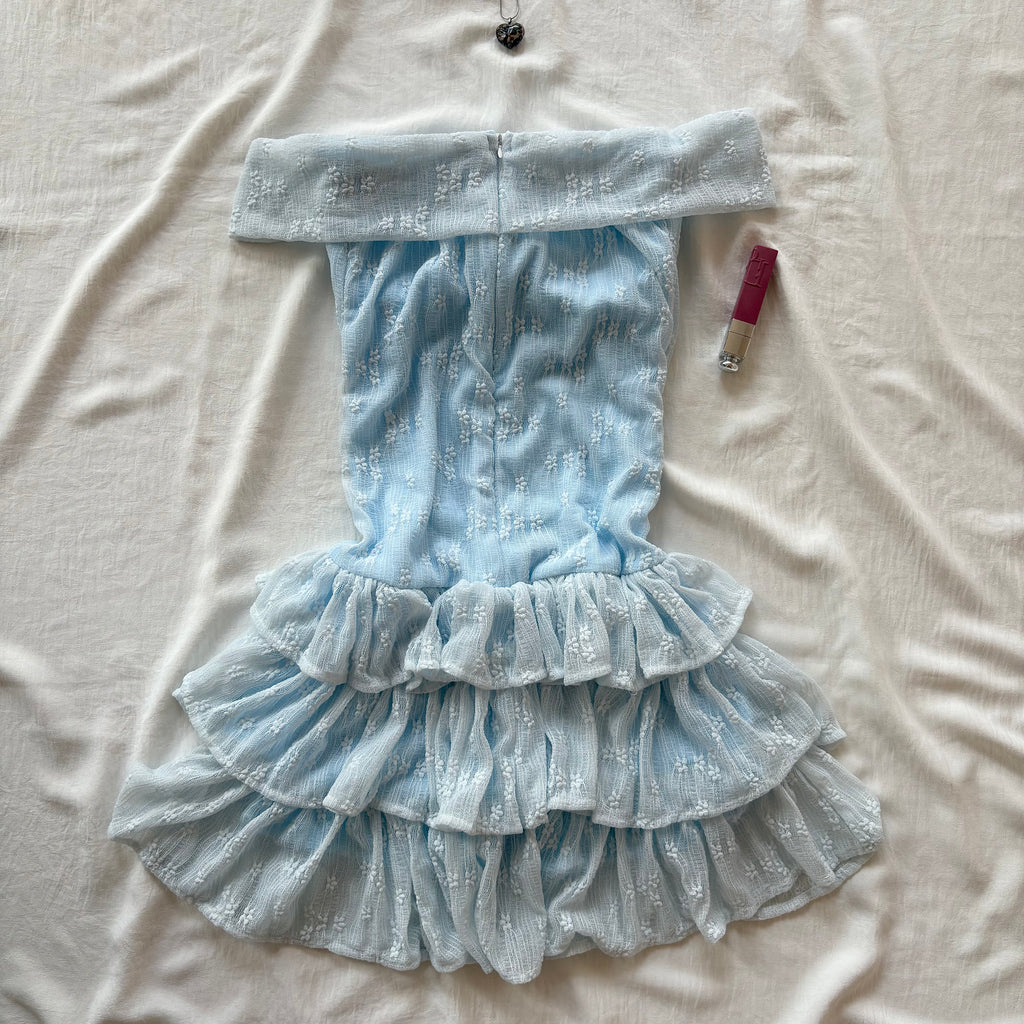 OFF SHOULDER DRESS IN BLUE (Bust : 28-32, Upper Waist : 22-28)