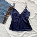 NAVY BLUE SATIN CAMI TOP (Bust : 34-36, Upper Waist : 26-34)