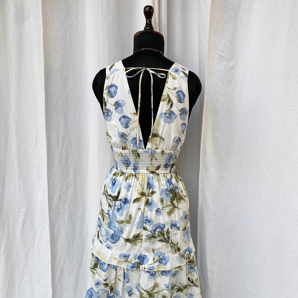 BLUE FLORAL DRESS FROM ABERCROMBIE AND FITCH (Bust : 30-34, Upper Waist : 23-28)