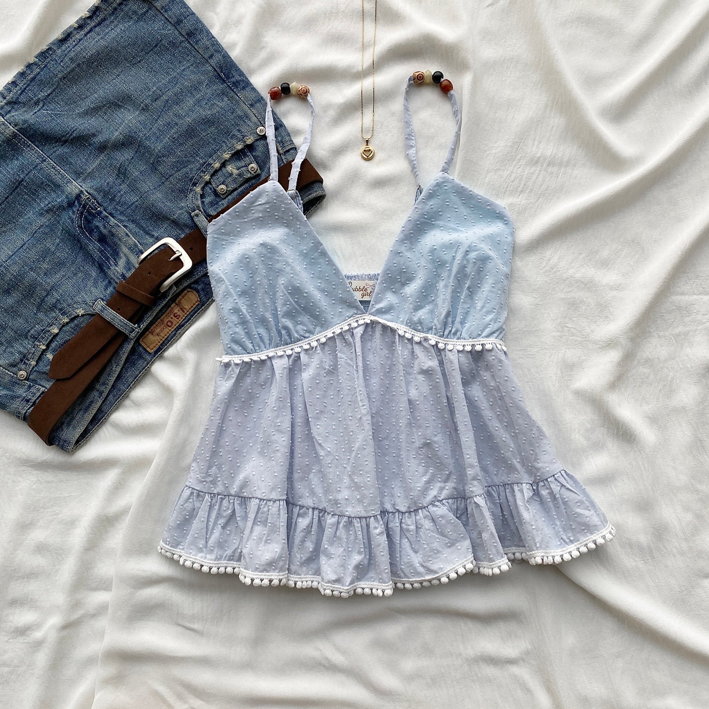 BLUE BEADED TOP (Bust : 28-34, Upper Waist : 24-28)