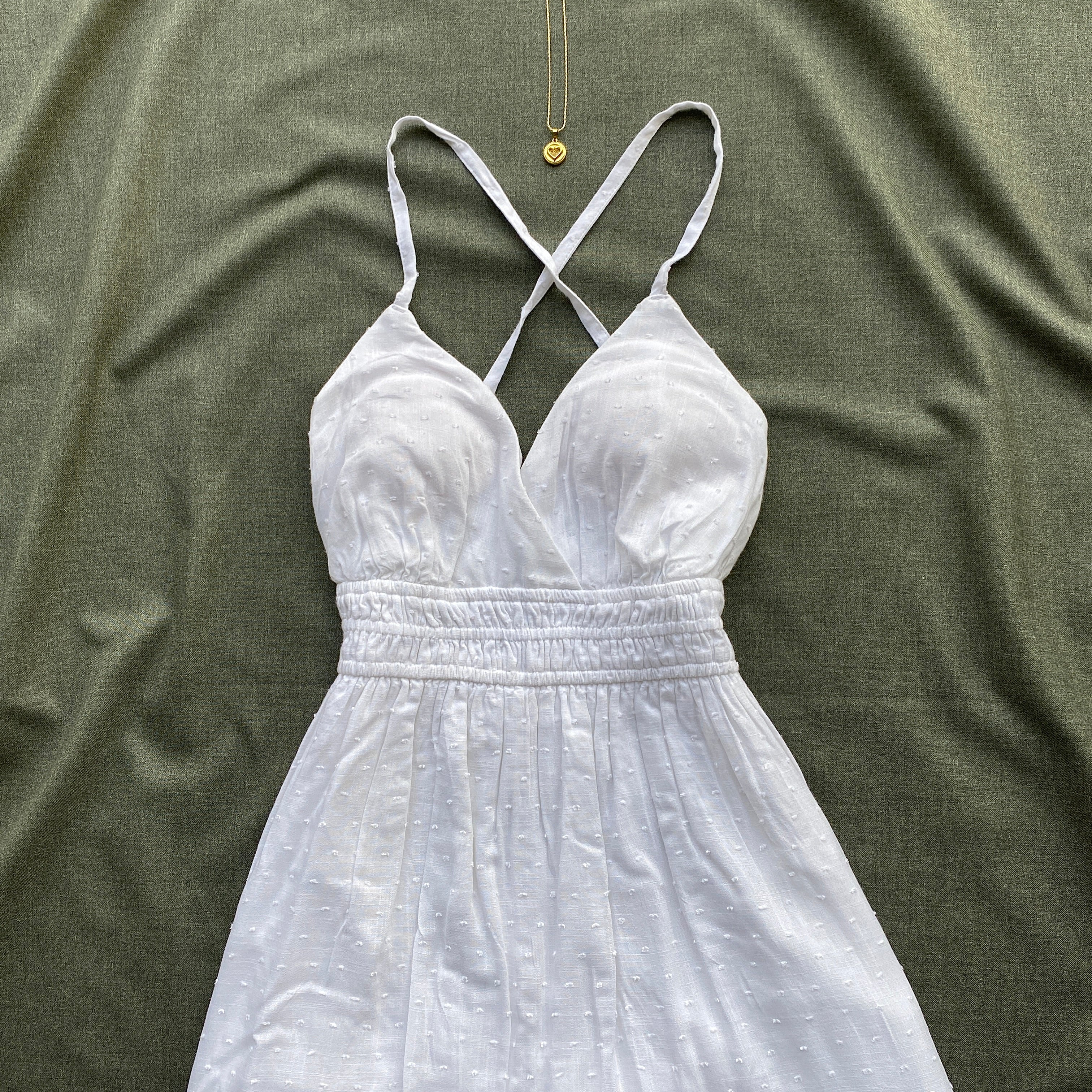 WHITE DRESS FROM HOLLISTER (Bust : 30-32, Upper Waist : 23-28)