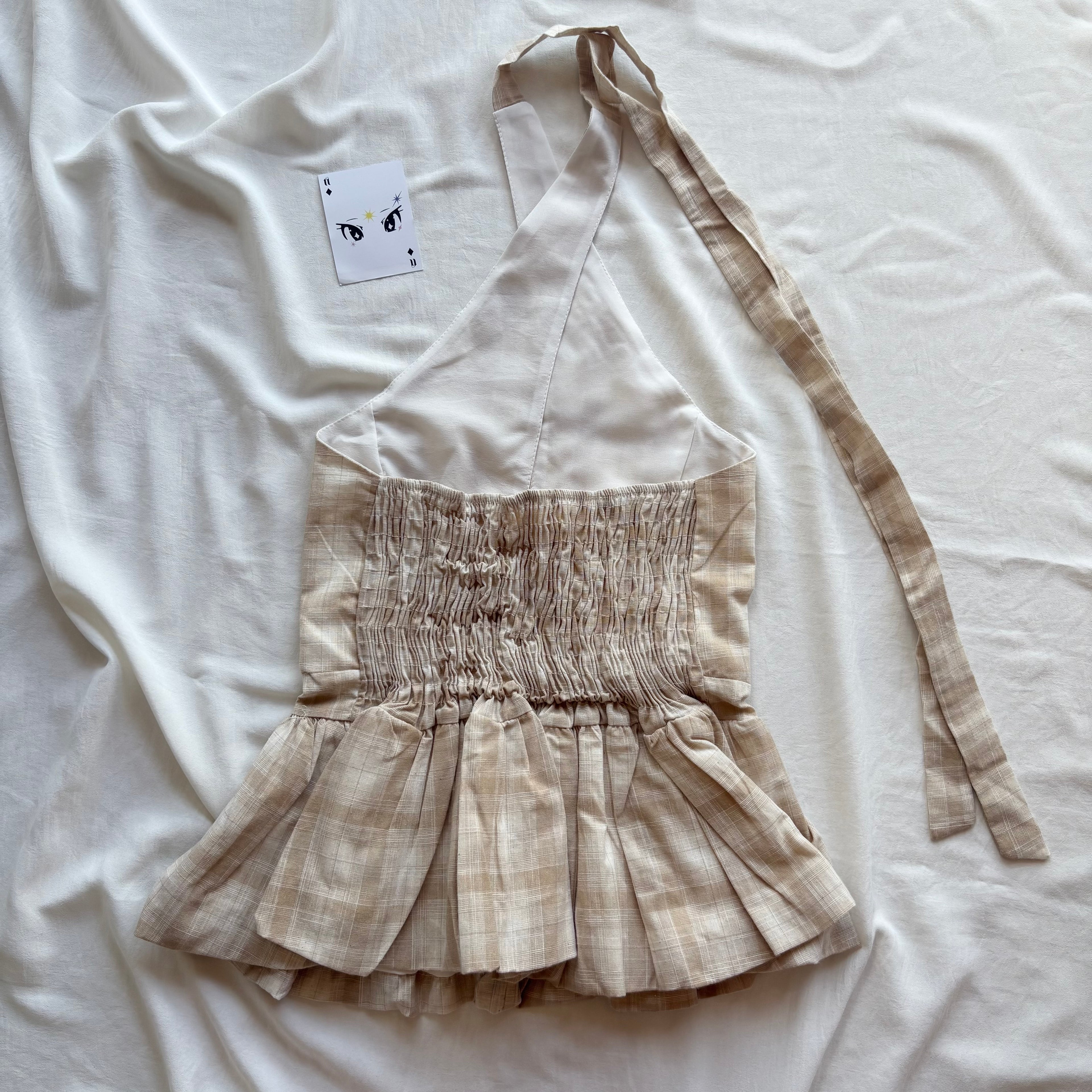 BROWN PLAID HALTER TOP (Bust : 30-32, Upper Waist : 24-28)