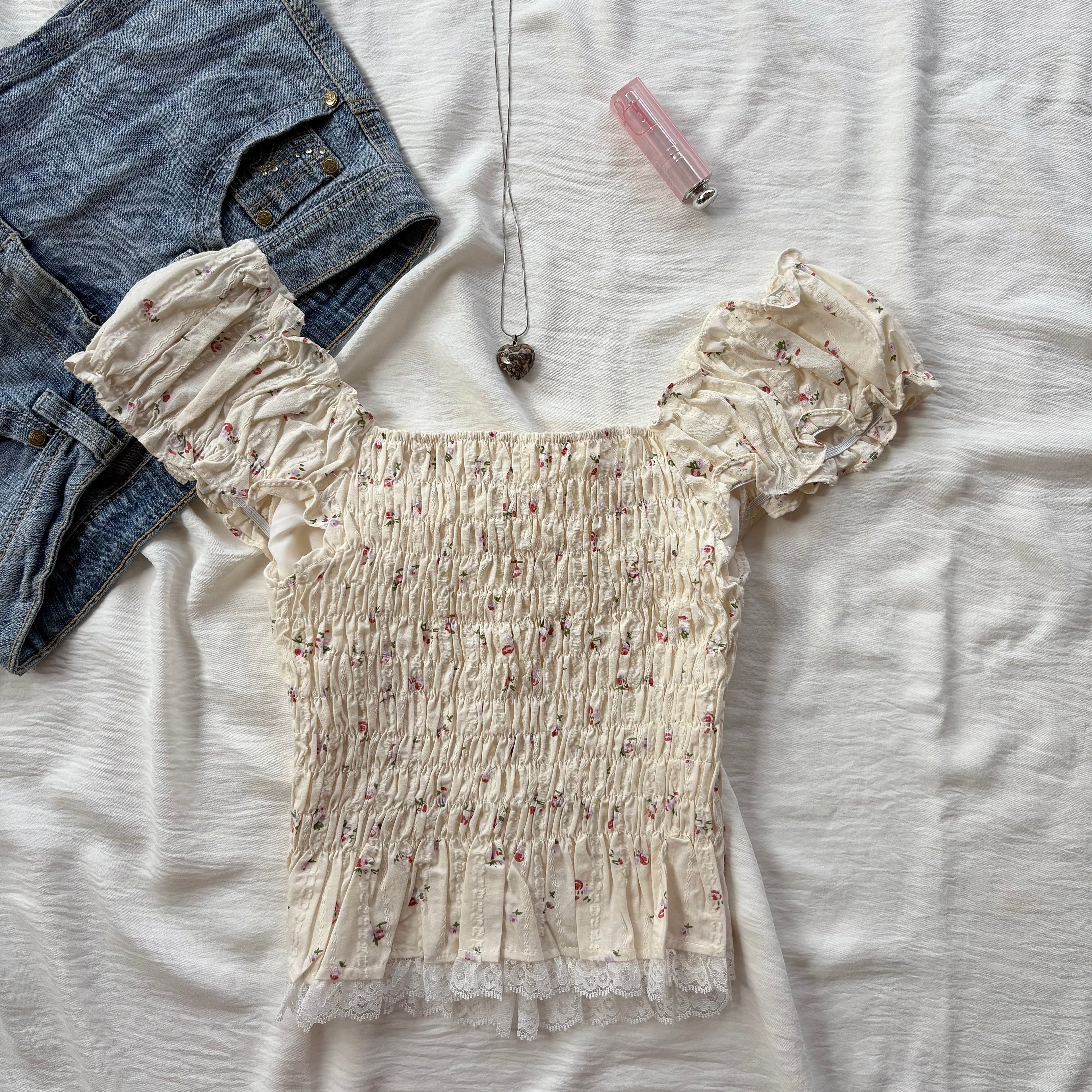 YELLOW FLORAL TOP (Bust : 28-34, Upper Waist : 24-28)