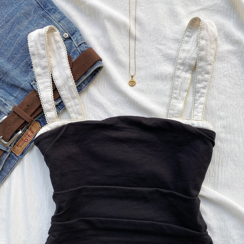 BLACK AND WHITE TOP FROM FREE PEOPLE (Bust : 30-34, Upper Waist : 26-28)