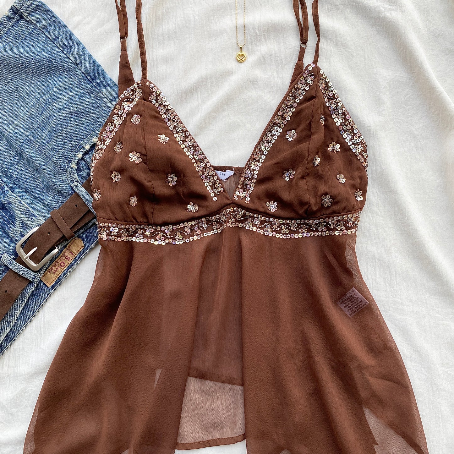 BROWN SEQUIN TOP (Two sizes)