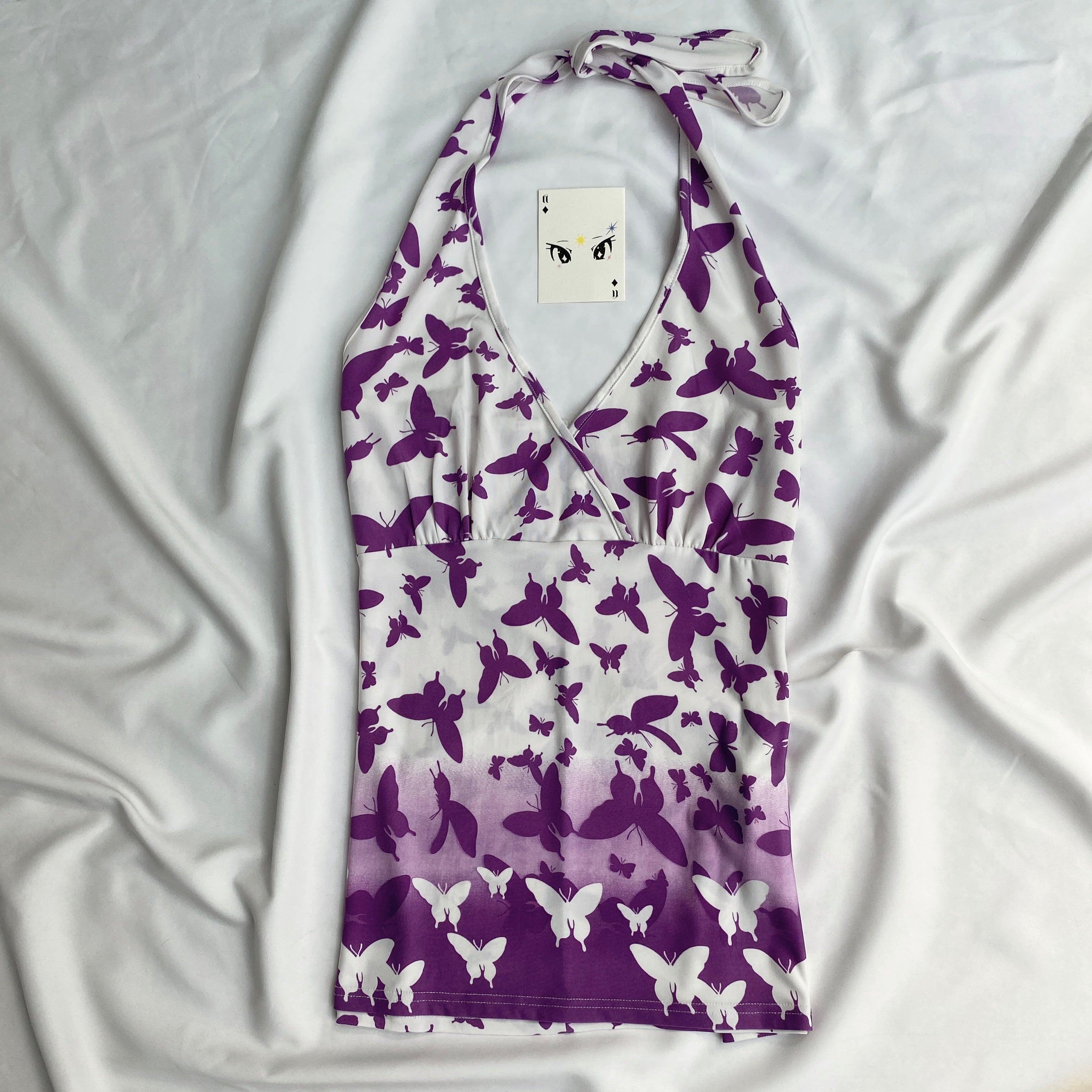 PURPLE BUTTERFLY HALTER TOP (Bust : 30-34, Upper Waist : 26-32)