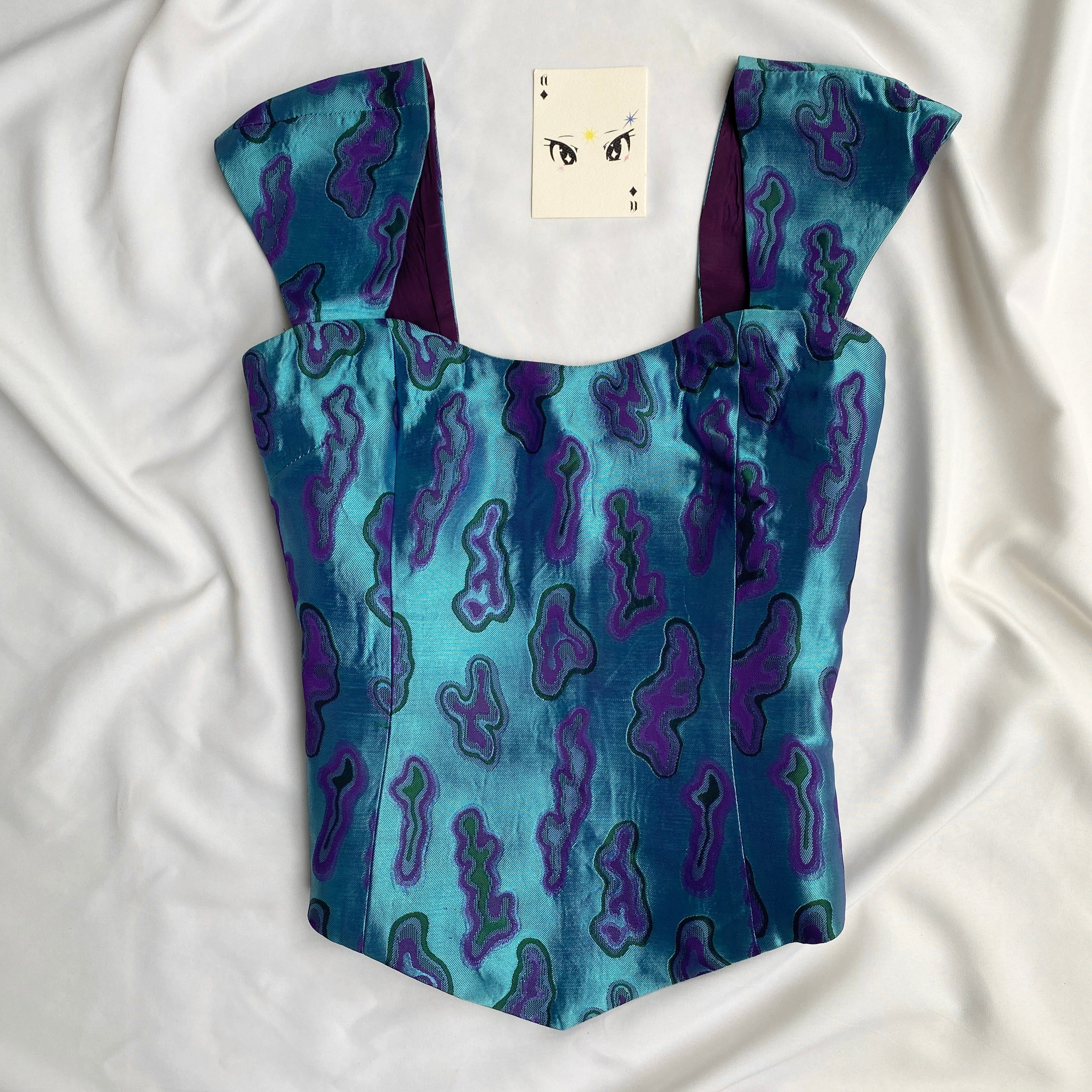 BLUE IRIDESCENT CORSET (Bust : 32-34, Upper Waist : 24-26)