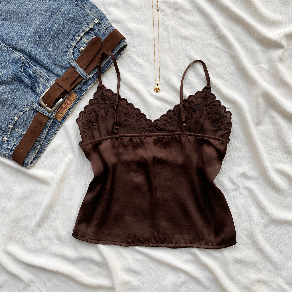 BROWN SATIN CAMI TOP (Bust : 34-36, Upper Waist : 28-34)