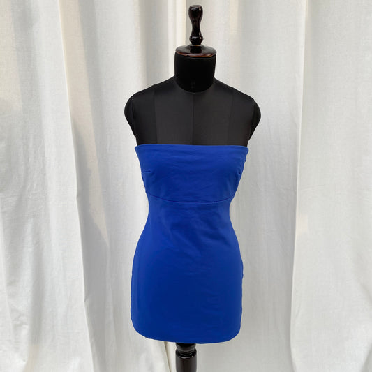 BLUE STRAPLESS MINI DRESS (Bust : 30-34, Upper Waist : 28-34)
