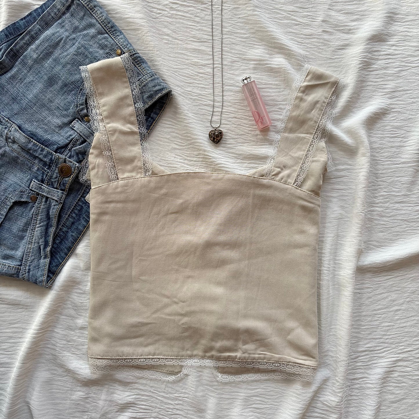 BEIGE TIE UP TOP (Bust : 28-34, Upper Waist : 22-26)