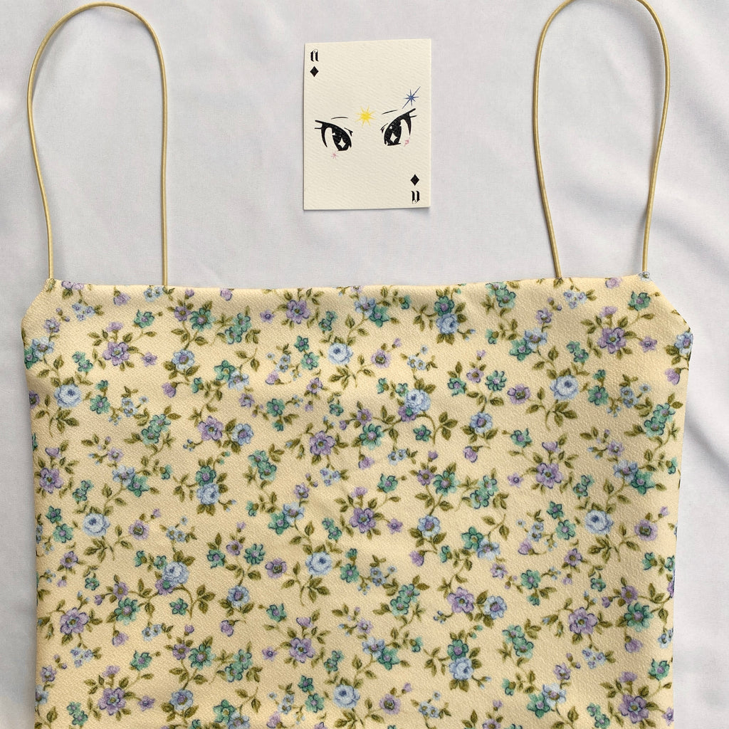 YELLOW FLORAL TOP (Bust : 30-34, Upper Waist : 26-32)