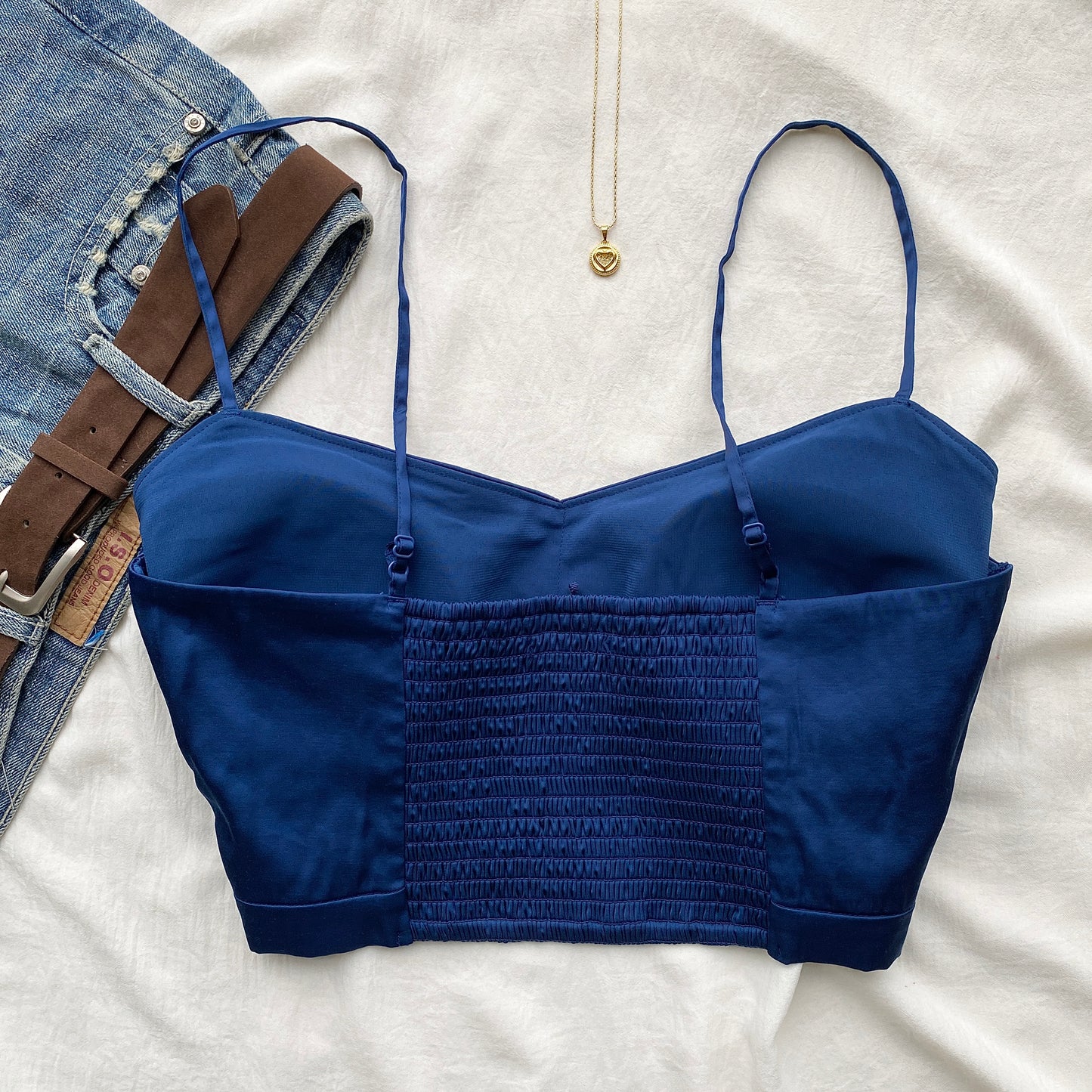 NAVY BLUE EMBROIDERED BUSTIER (Bust : 38-40, Upper Waist : 34-36)