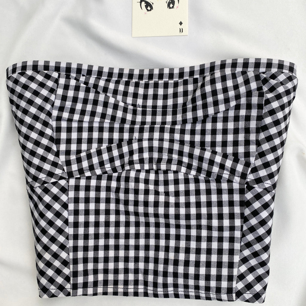 BLACK CHECKERED TOP  (Bust : 30-34, Upper Waist : 24-28)