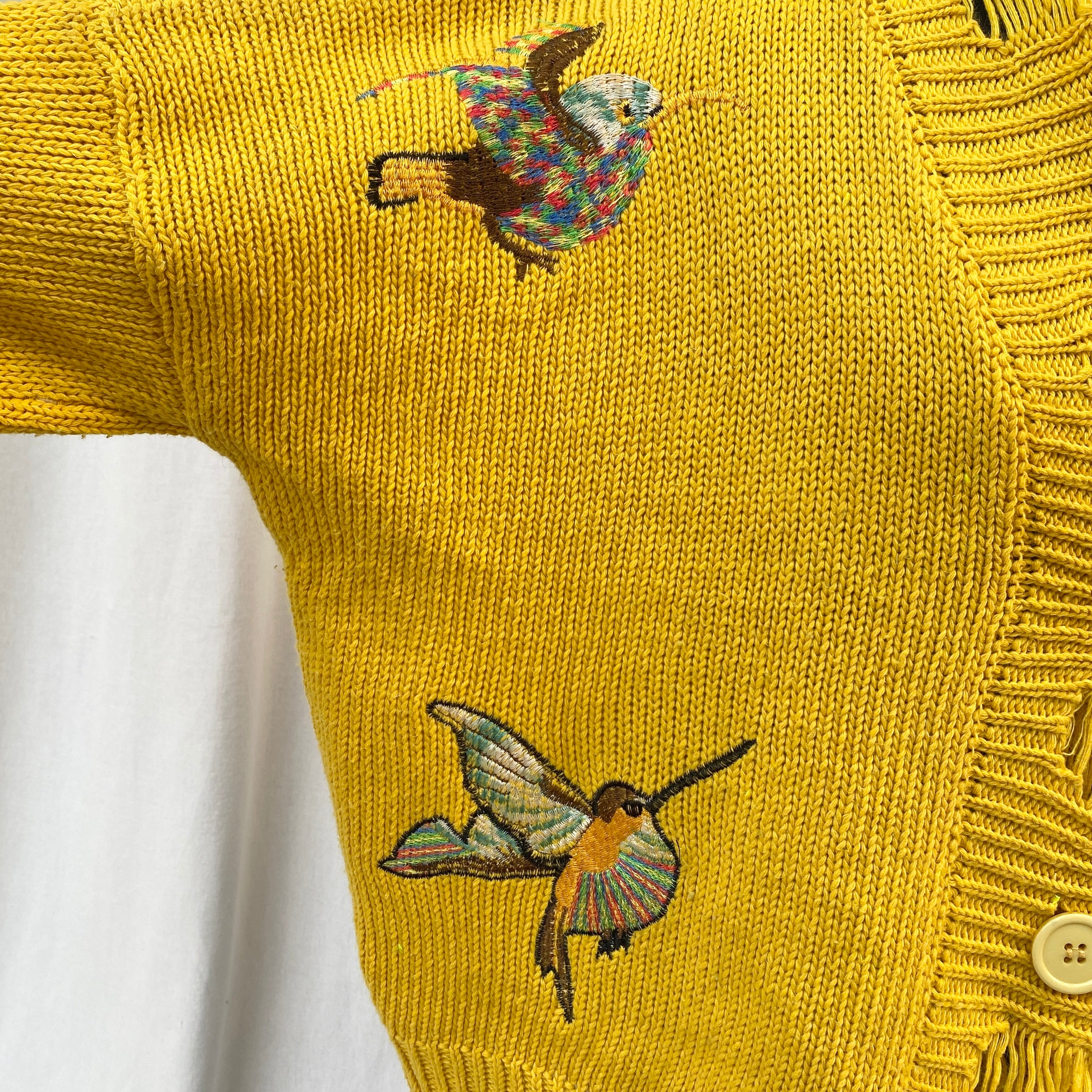 YELLOW EMBROIDERED CARDIGAN (Bust : 52, Length : 22)