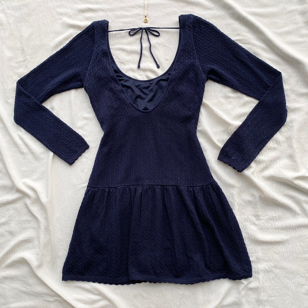 NAVY BLUE CROCHET DRESS FROM HOLLISTER (Bust : 30-34, Upper Waist : 26-34)