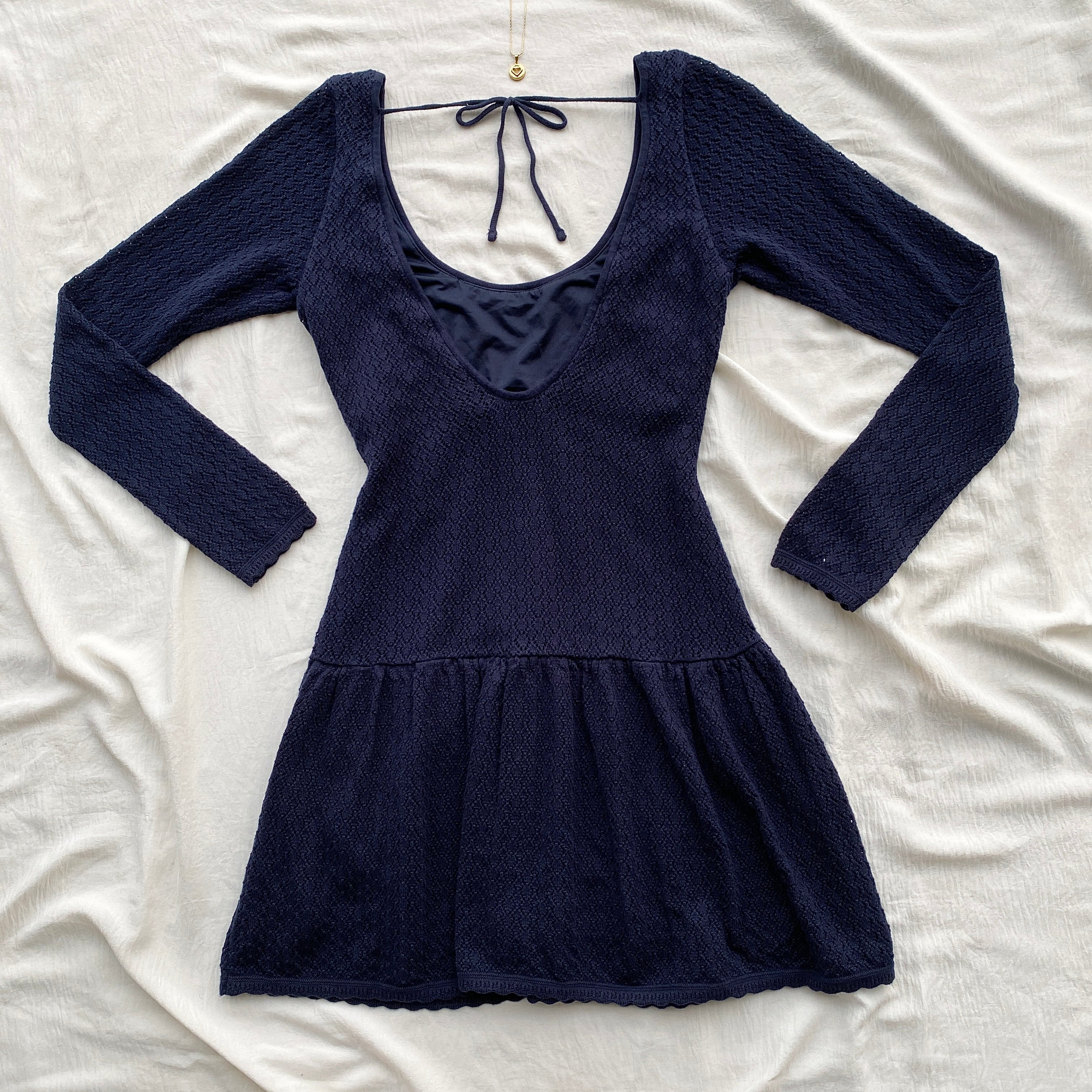 NAVY BLUE CROCHET DRESS FROM HOLLISTER (Bust : 30-34, Upper Waist : 26-34)