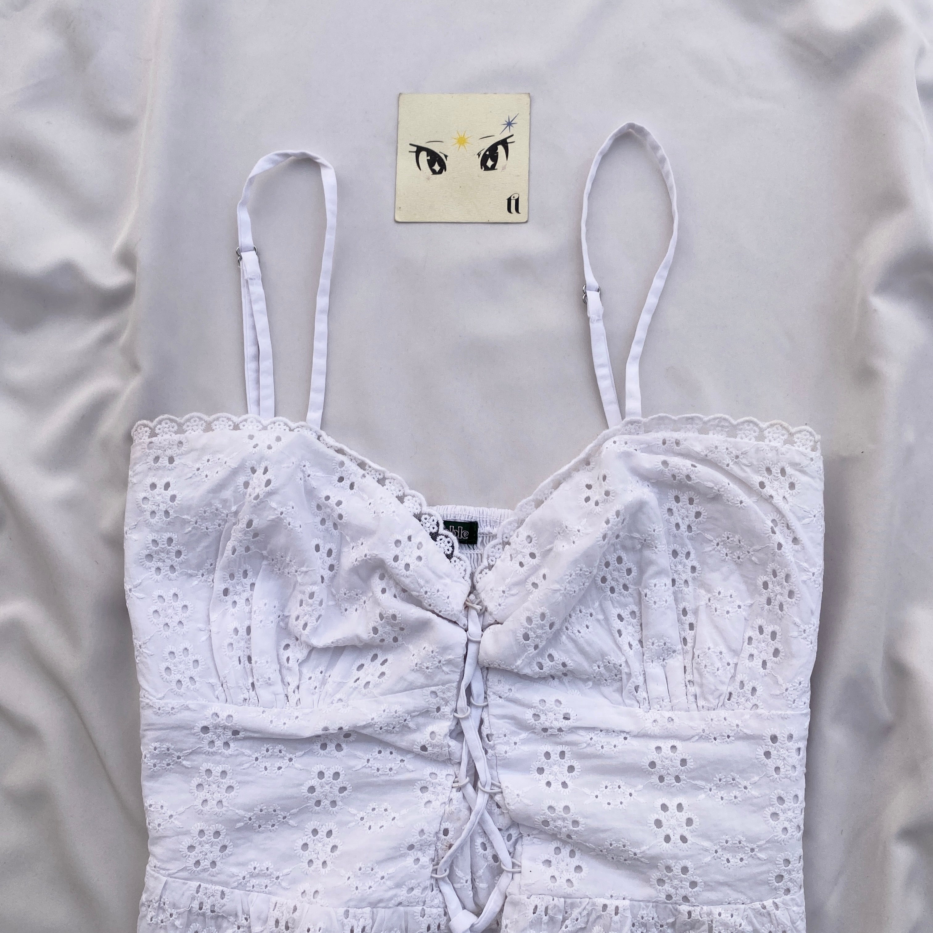 WHITE EYELET TOP (Bust : 34-38, Upper Waist : 30-36)